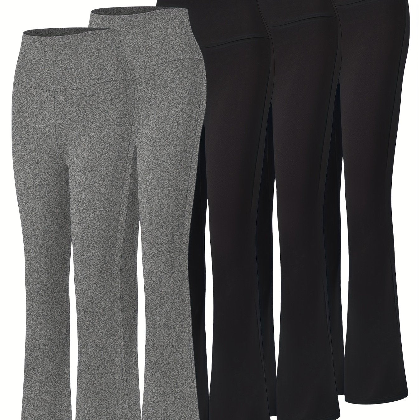 5pcs Women's Ultra-Soft High-Waist Flare Leggings - Tummy Control, Stretchy Bootcut Yoga Pants in 2 Colors