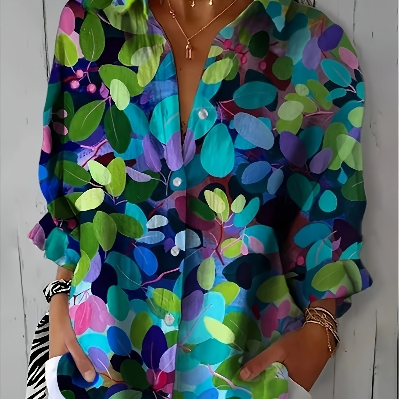 Autumn And Winter Women'S Shirt Floral Casual Long-Sleeved Lapel Tops for Daily Festivals, Elegant And Comfortable to Wear with Button Prints for Autumn And Winter, Autumn And Winter Women'S Clothing