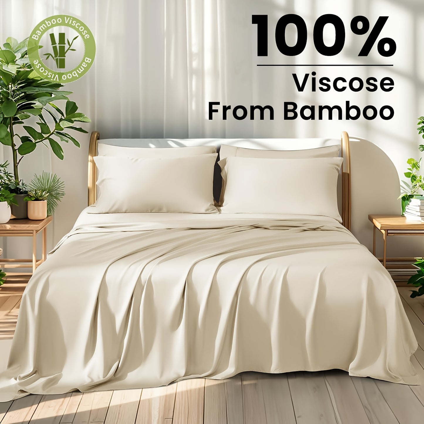 6pcs Bamboo Sheet Set - 100% Viscose Derived From Bamboo - Extra Deep Pocket Sheets Fits 18"-24" Thick Mattress - Cooling & Breathable Bed Sheets - Hotel-Quality Bedding Set