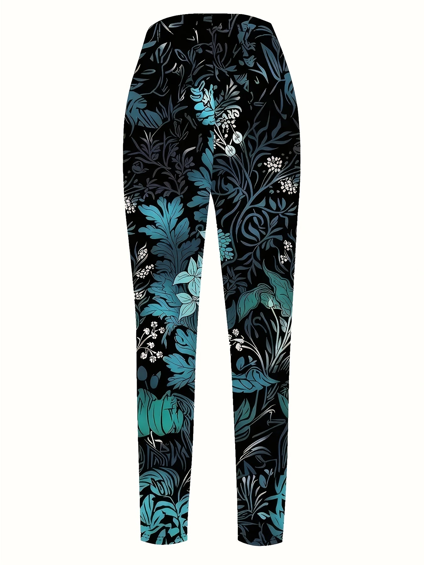 Women'S Plus-Size Floral Print Leggings with Random Patterns