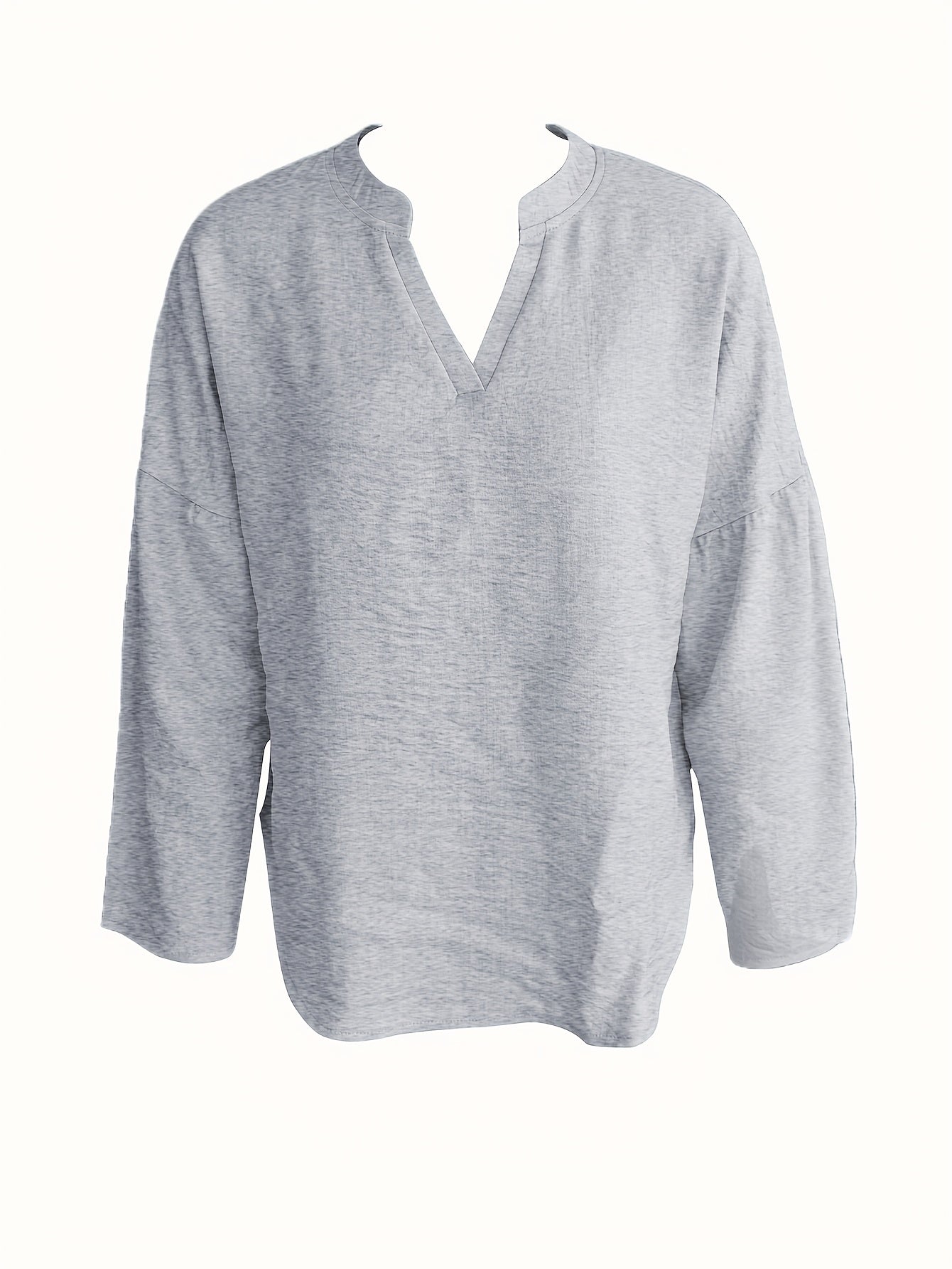Spring And Summer V-neck Long Sleeved T-shirt Casual Loose Long Top