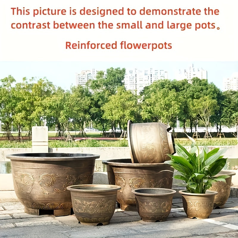 2pcs 17" Heavy-Duty Bronze-Style Resin Planters, Decorative European Design, Bonsai & Succulent Planters, with Drainage Holes, for Harvest & Winter Celebrations, Versatile Gardening Supplies