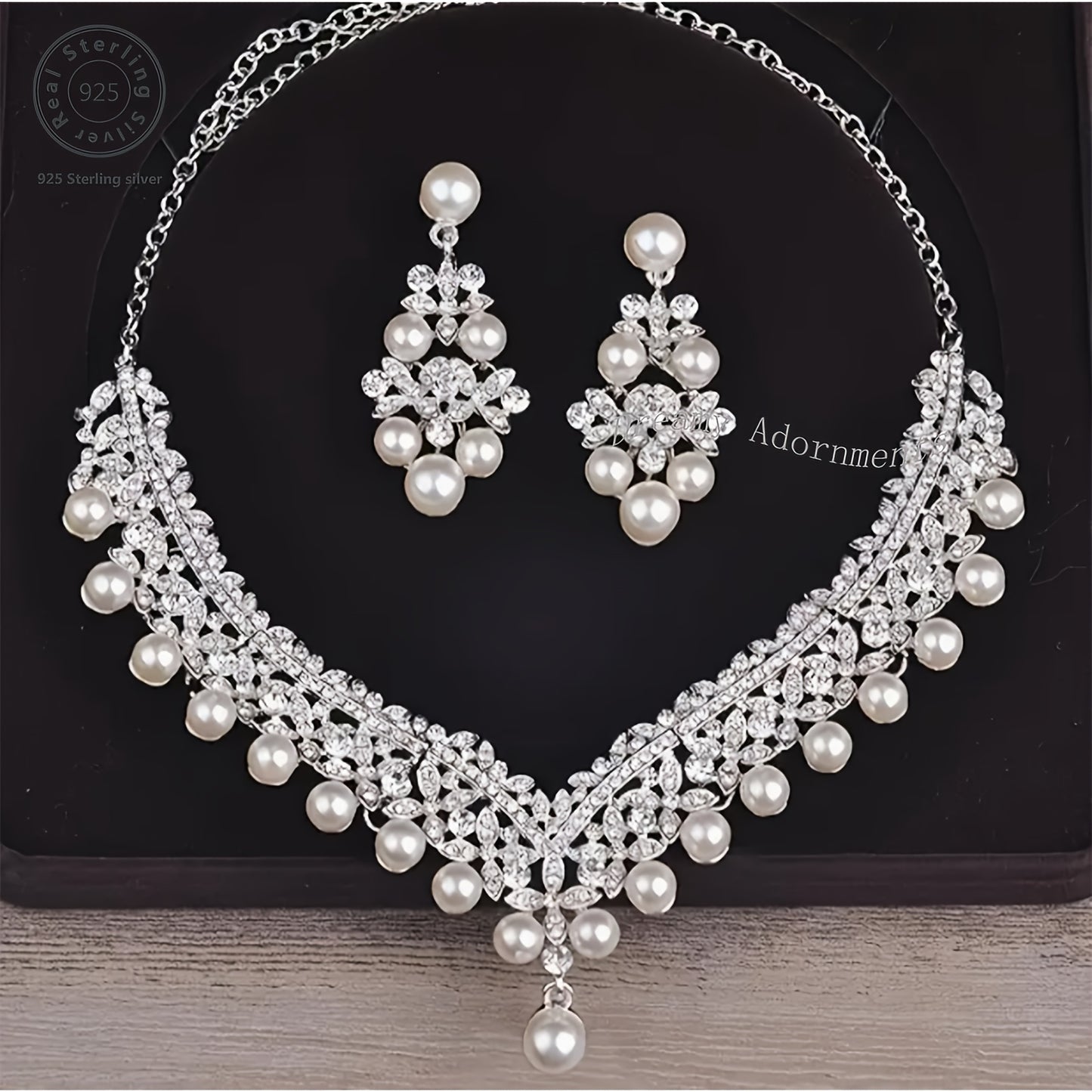 925 Silver Freshwater Freshwater Pearls Necklace And Earrings Two Piece Women's Set, French Luxury, Valentine's Day, Mother's Day, Christmas, Halloween, Birthday Gifts, Graduation Ceremony, Concerts, Gifts for Girlfriends, Mo