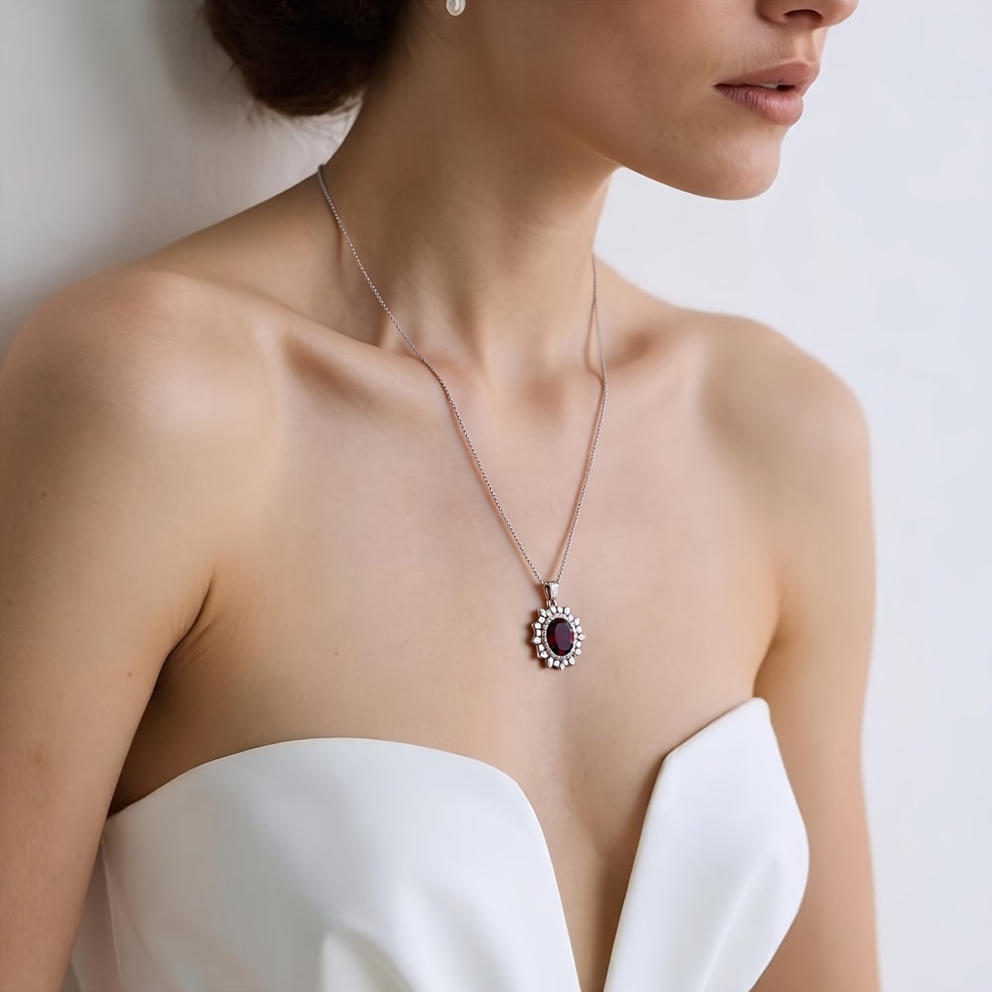 1pc of Natural Garnet Necklace Made of S925 Silver, a Birthstone Gift for Anniversaries And Valentine'S Day.