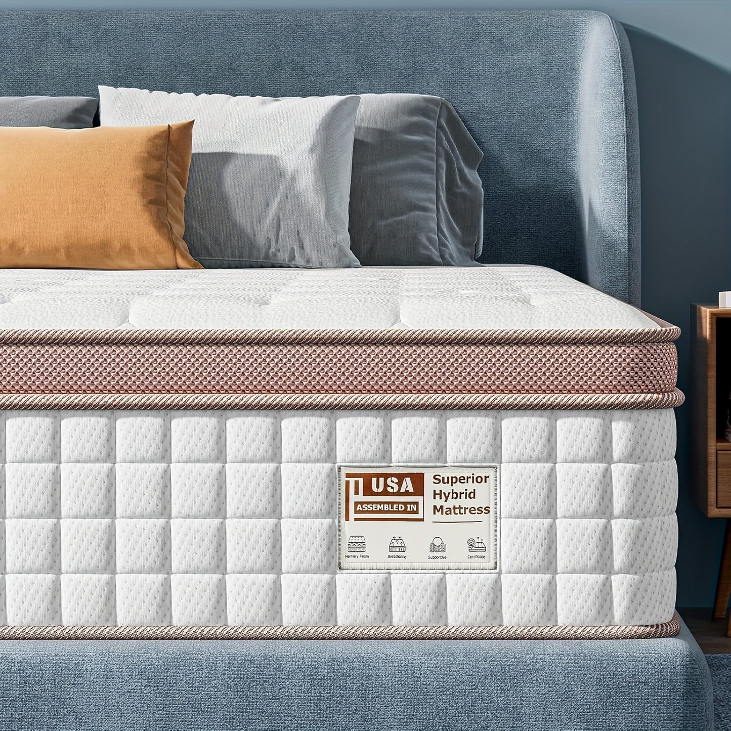 Queen King Hybrid Memory Foam Mattress 12 Inch & 14 Inch - Plush Hybrid Mattress In A Box Individual Pocket Springs For Motion Isolation, Great For Restful Nights, Suitable For Bedroom