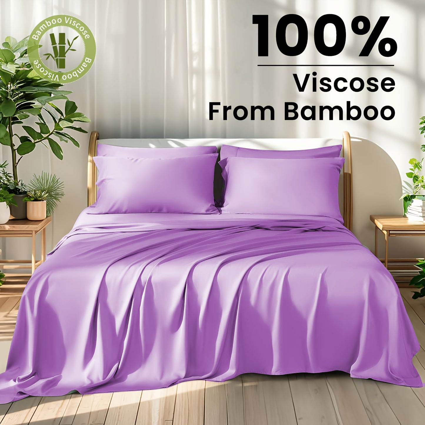 6pcs Bamboo Sheet Set - 100% Viscose Derived From Bamboo - Extra Deep Pocket Sheets Fits 18"-24" Thick Mattress - Cooling & Breathable Bed Sheets - Hotel-Quality Bedding Set