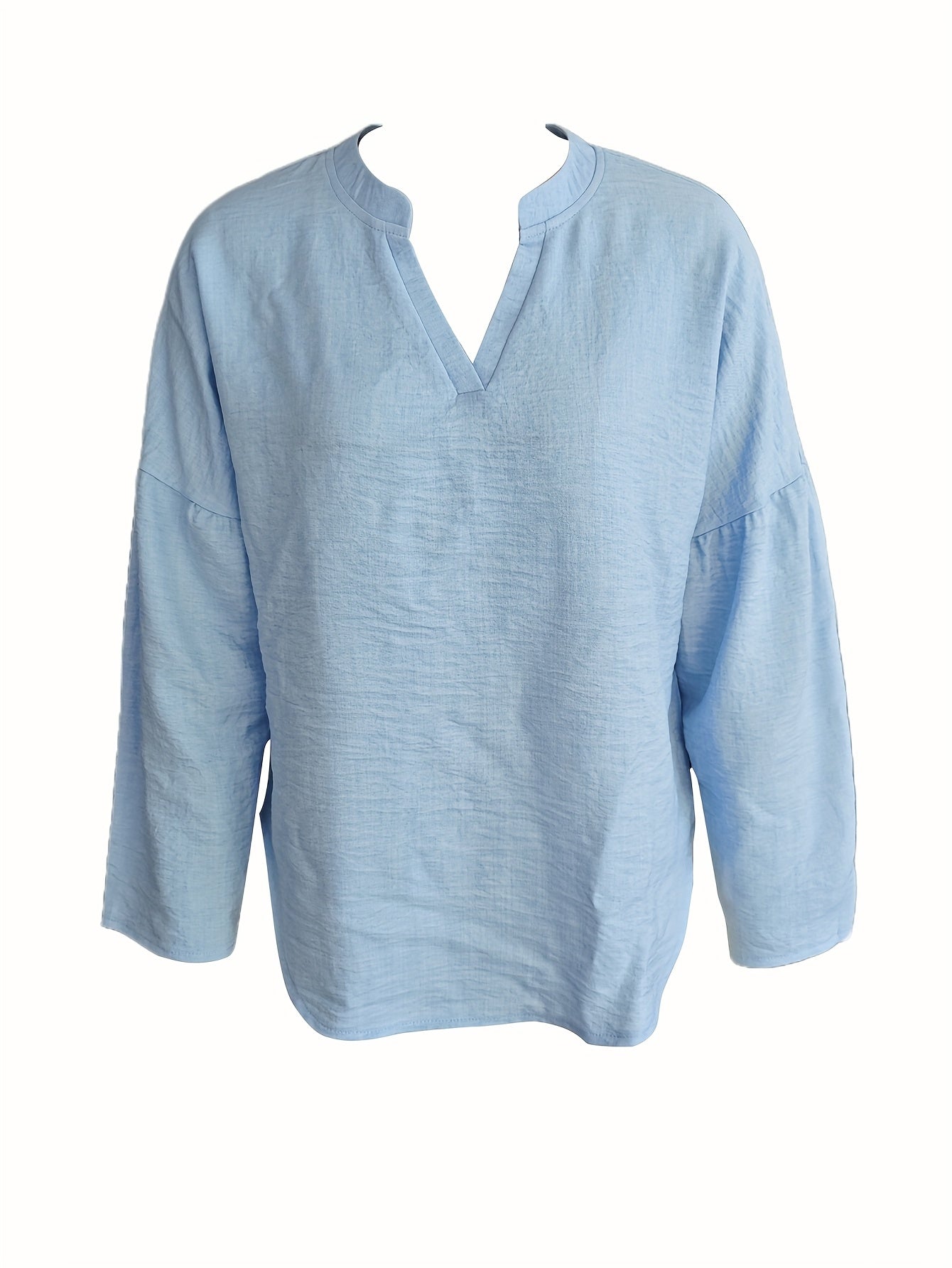 Spring And Summer V-neck Long Sleeved T-shirt Casual Loose Long Top