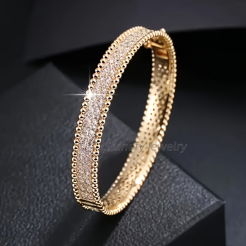 Moissanite Jewelry for Women: 18K Golden Plated 925 Sterling Silvery Hypoallergenic Bracelet with Dazzling Moissanite Stones, Elegant & Sexy Design for Wedding/Valentines/Christmas Gifts - Luxe Gift Box for Wife, Girlfriend,