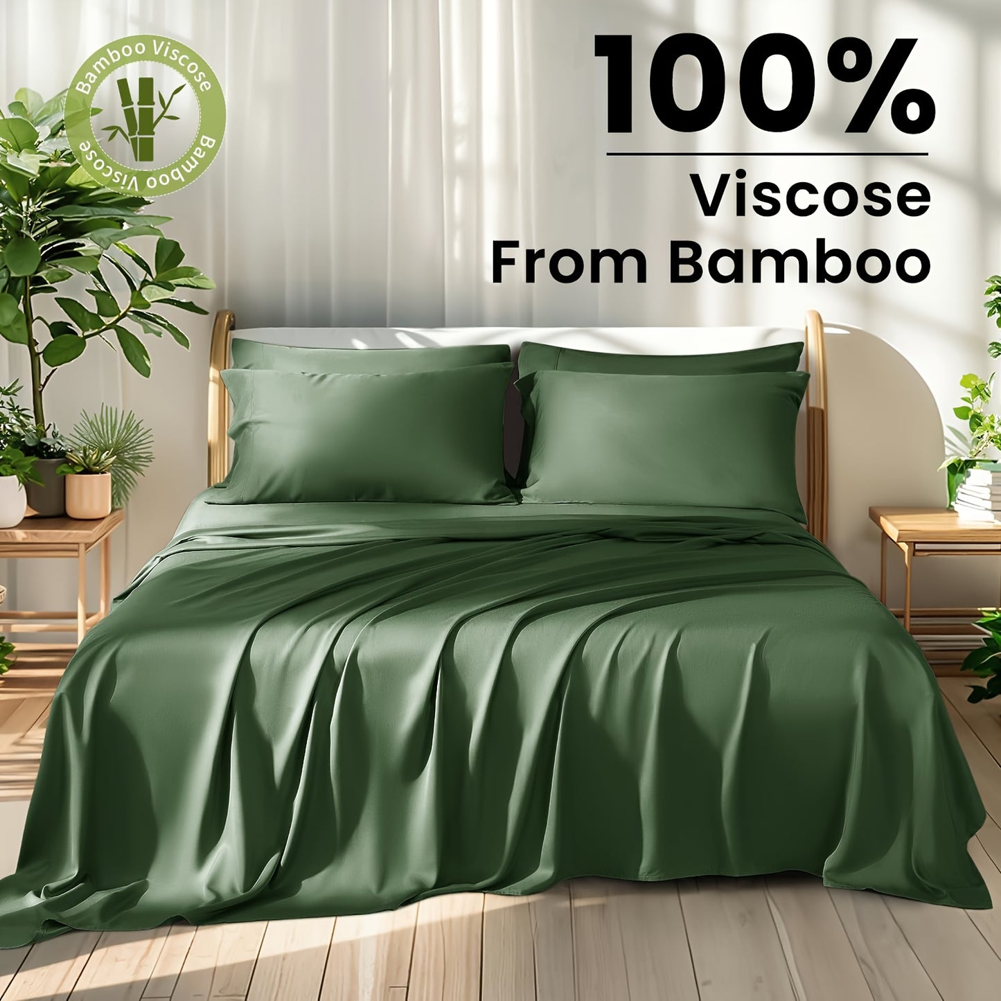 6pcs Bamboo Sheet Set - 100% Viscose Derived From Bamboo - Extra Deep Pocket Sheets Fits 18"-24" Thick Mattress - Cooling & Breathable Bed Sheets - Hotel-Quality Bedding Set