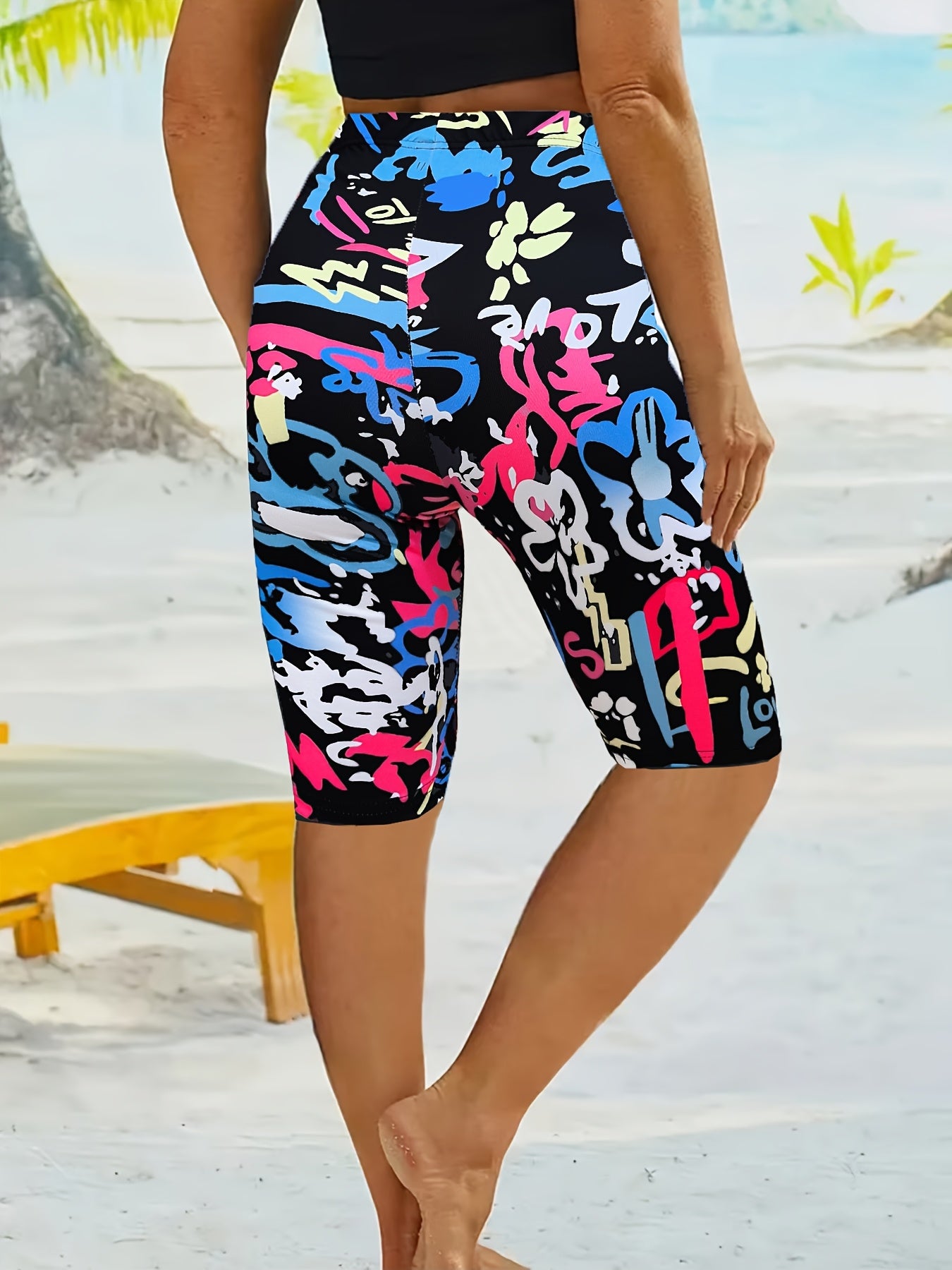 Vibrant Floral Print High-Elasticity Yoga & Pilates Leggings - Stretchy, Comfortable Fitness Shorts for Dance & Casual Wear, Dance Wear|Vibrant Leggings|Stretchy Fabri