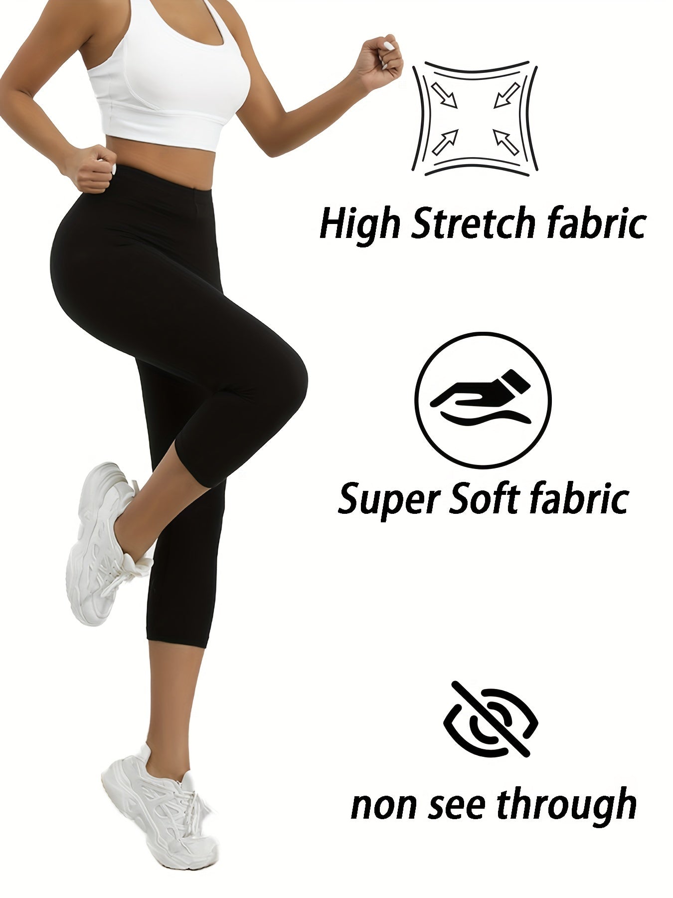 5pcs Women's Super Soft Capri Leggings - High Stretch, Non-See-Through Athletic Pants for Yoga & Running