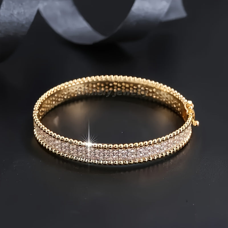 Moissanite Jewelry for Women: 18K Golden Plated 925 Sterling Silvery Hypoallergenic Bracelet with Dazzling Moissanite Stones, Elegant & Sexy Design for Wedding/Valentines/Christmas Gifts - Luxe Gift Box for Wife, Girlfriend,