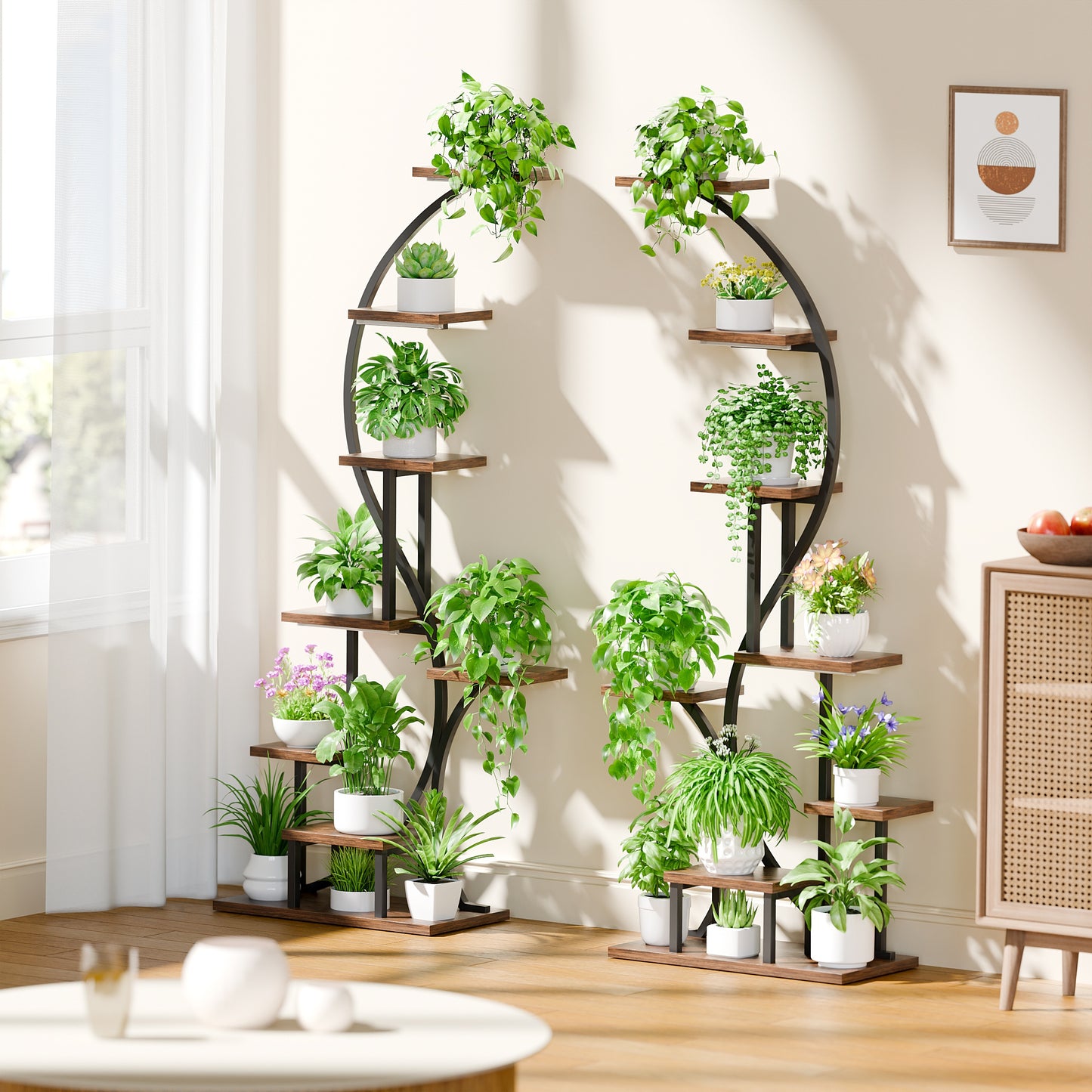 Plant Stand Indoor With Grow Light, 8 Tiered Metal Plant Shelf Indoor, 65'' Tall Plant Stands For Indoor Plants Multiple, Flower Stands For Indoor Plants Living Room, Patio, Balcony 1 Pack