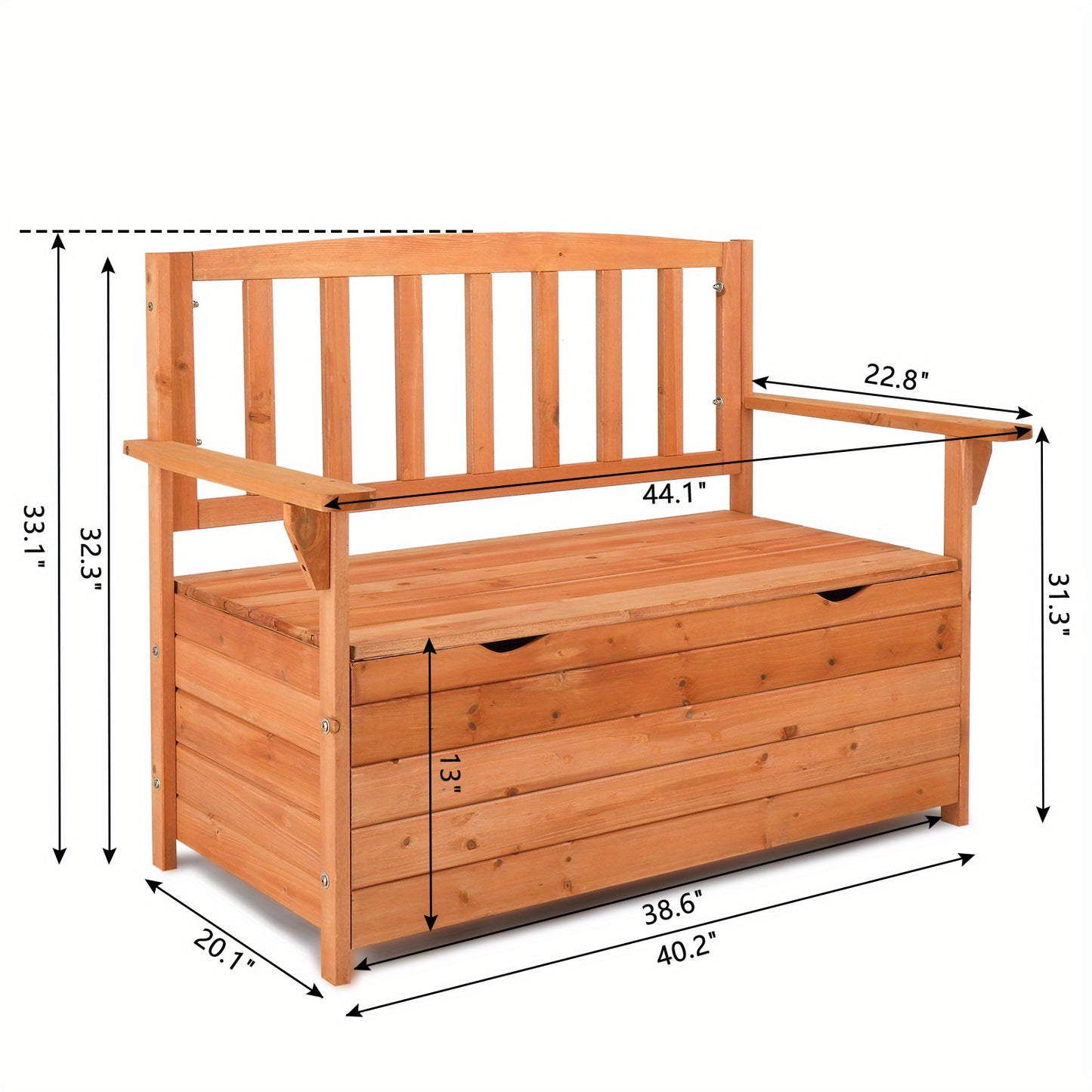 Jumbo 44" Heavy-Duty Outdoor Storage Chest with Backrest & Armrests - Patio, Poolside, Garden Seat Organizer - High Quality, 440lb Weight Capacity - Sturdy Construction for Indoor/Outdoor Use - Easy Assembly - N002, Poolside
