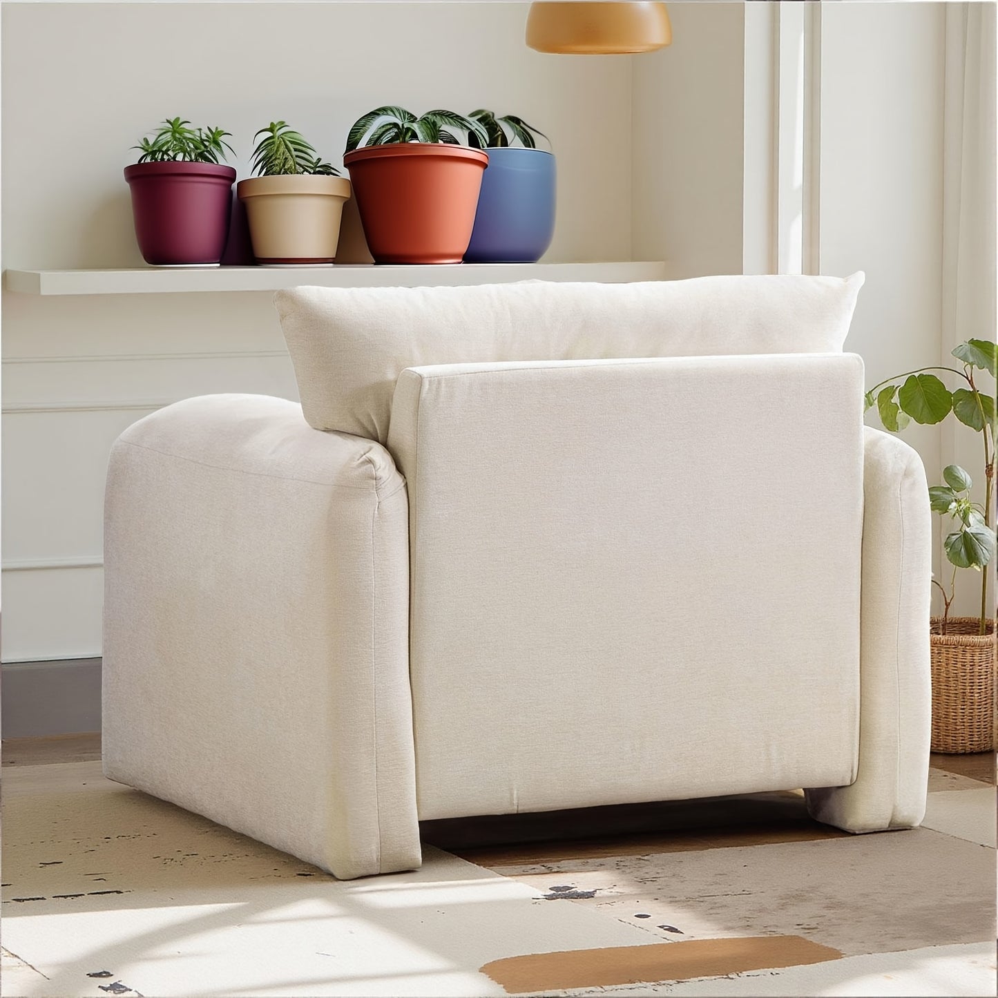 Modern Upholstered Armchair With Solid Leg - Modern Accent Chair & Leisure Single Sofa Chair For Living Room, Bedroom, Guest Room Or Balcony, White, Green, Grey