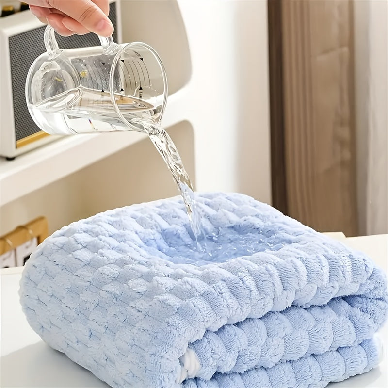 4pcs Waffle Weave Bath Towel Set, Super Absorbent Microfiber Towels, Quick-Dry Textured Towels, Soft Spa & Fitness Towels, Durable for Everyday Use, with Polyester 85%, Nylon 15% - Contemporary Geometric-Pattern Oblong Towel