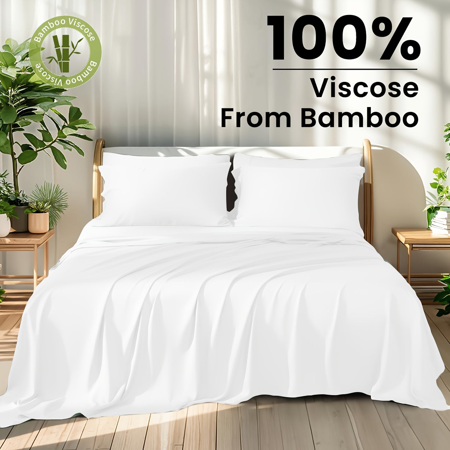 6pcs Bamboo Sheet Set - 100% Viscose Derived From Bamboo - Extra Deep Pocket Sheets Fits 18"-24" Thick Mattress - Cooling & Breathable Bed Sheets - Hotel-Quality Bedding Set