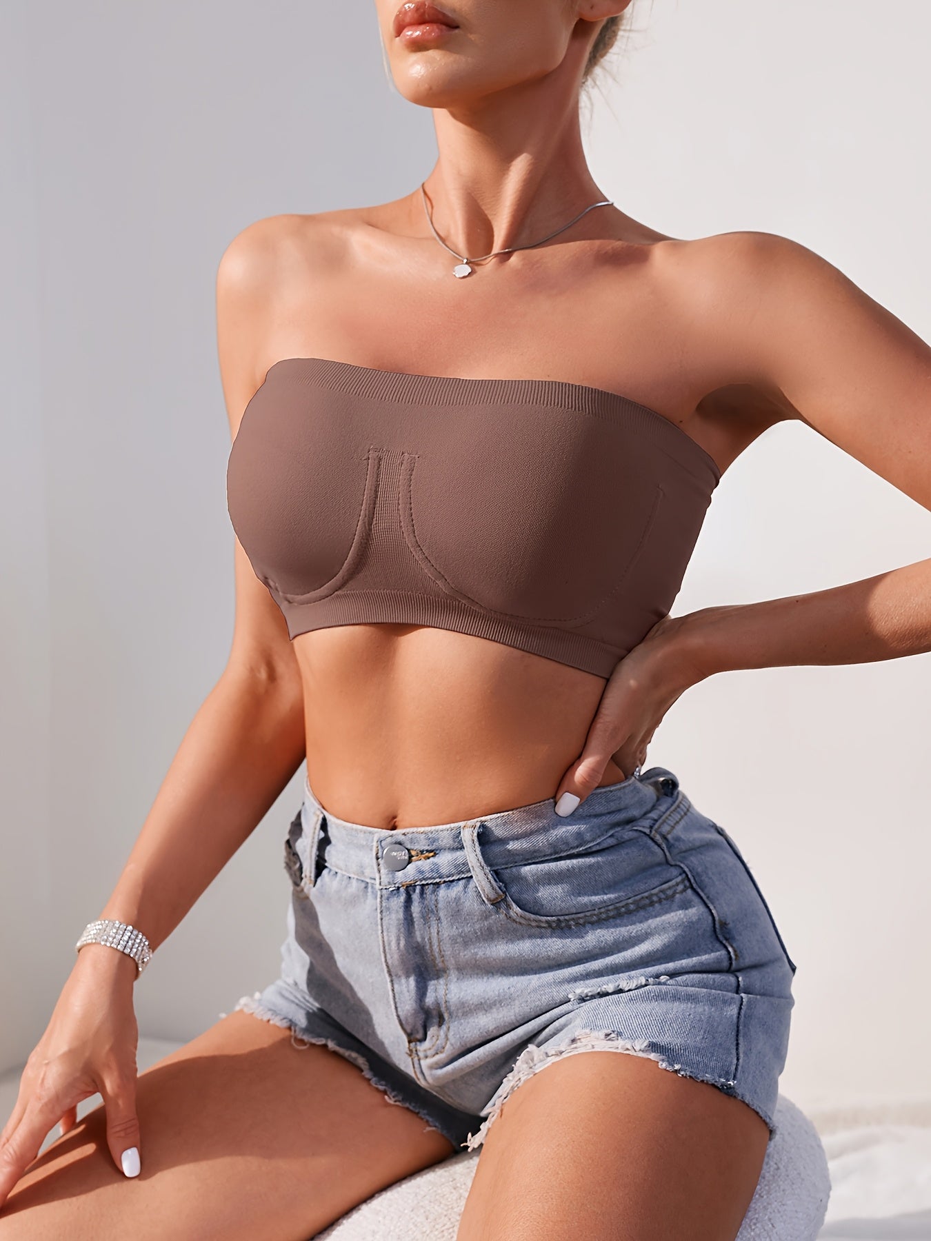 3pcs EssElegance Plus Size Strapless SeamlessBandeau Tube Bra -Wire-Free Non-Slip Design, High-Stretch & Breathable For Backless DressesDaily Comfort