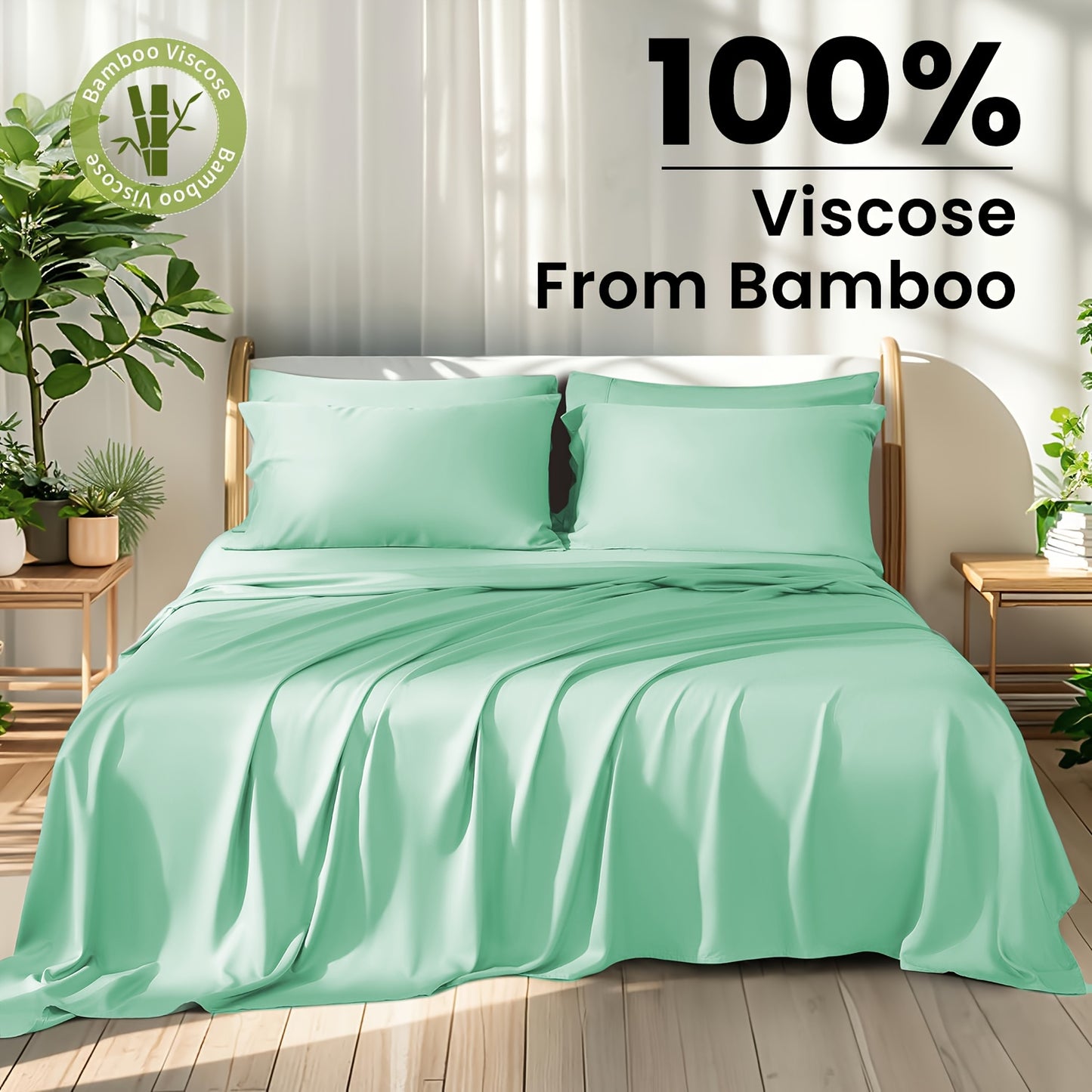 6pcs Bamboo Sheet Set - 100% Viscose Derived From Bamboo - Extra Deep Pocket Sheets Fits 18"-24" Thick Mattress - Cooling & Breathable Bed Sheets - Hotel-Quality Bedding Set