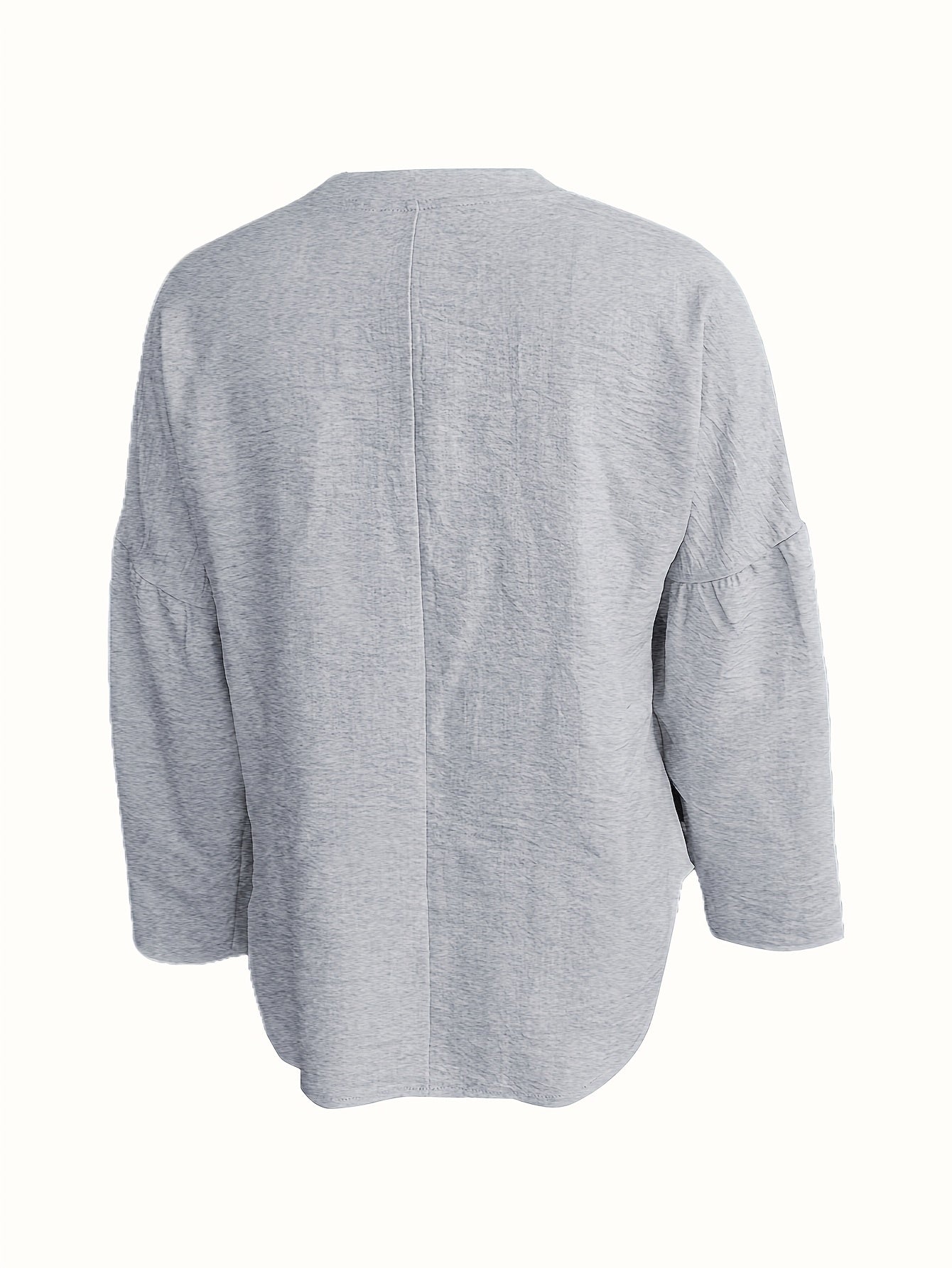 Spring And Summer V-neck Long Sleeved T-shirt Casual Loose Long Top