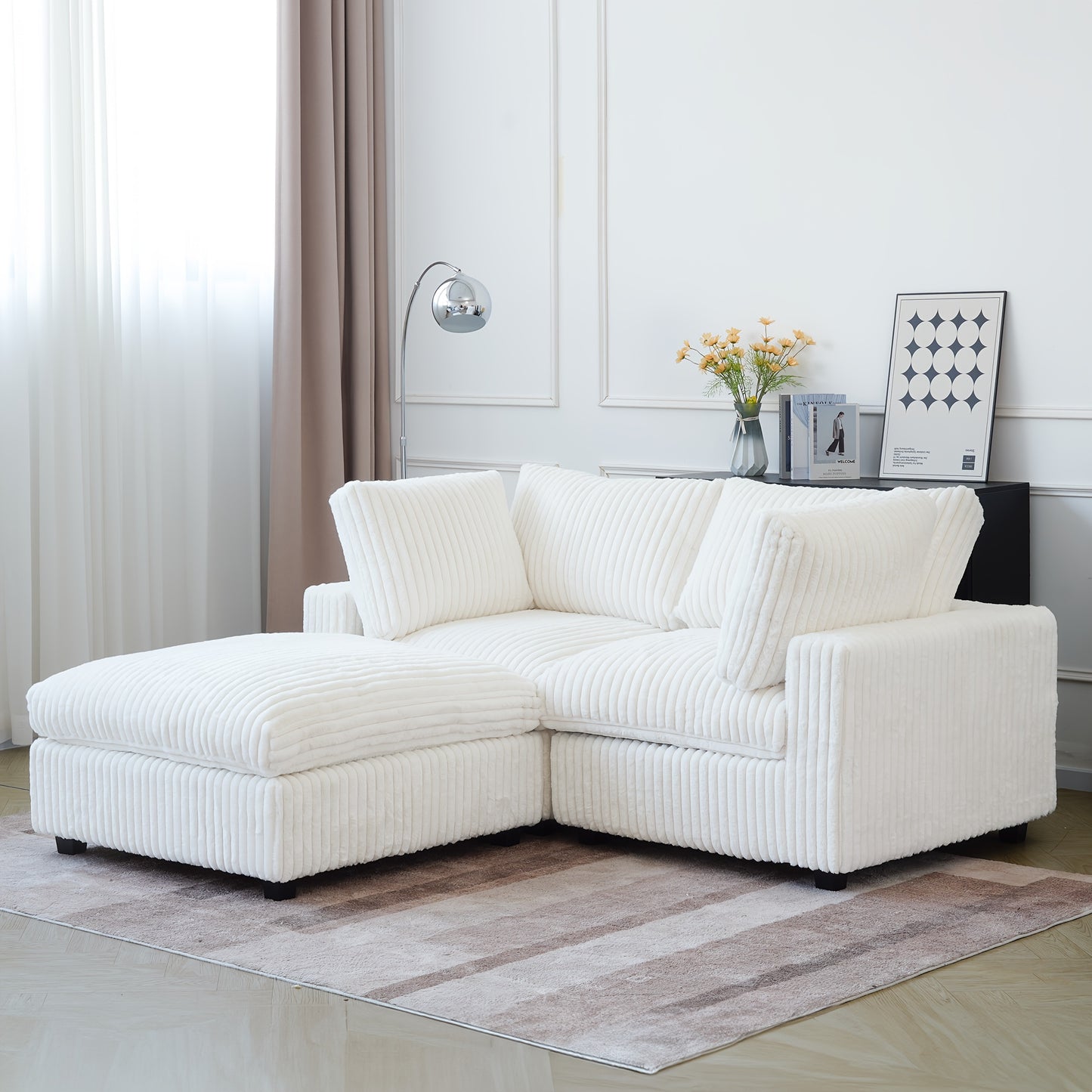 Modern Convertible Sleeper Sectional Sofa - Modular Living Room Couch with Washable Covers, Deep Seat Sleeper Sofa Bed, Space-Saving Design for Apartments, Lofts, Guest Rooms - No Assembly Required, Easy-Clean Fabric Upholste