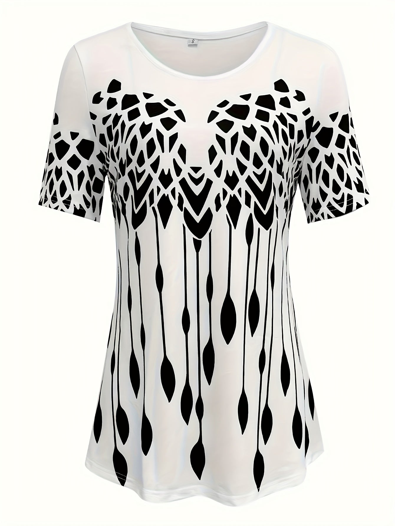 Fashion Round Neck Printed Short-sleeved T-shirt with Capri Pants for Women Set