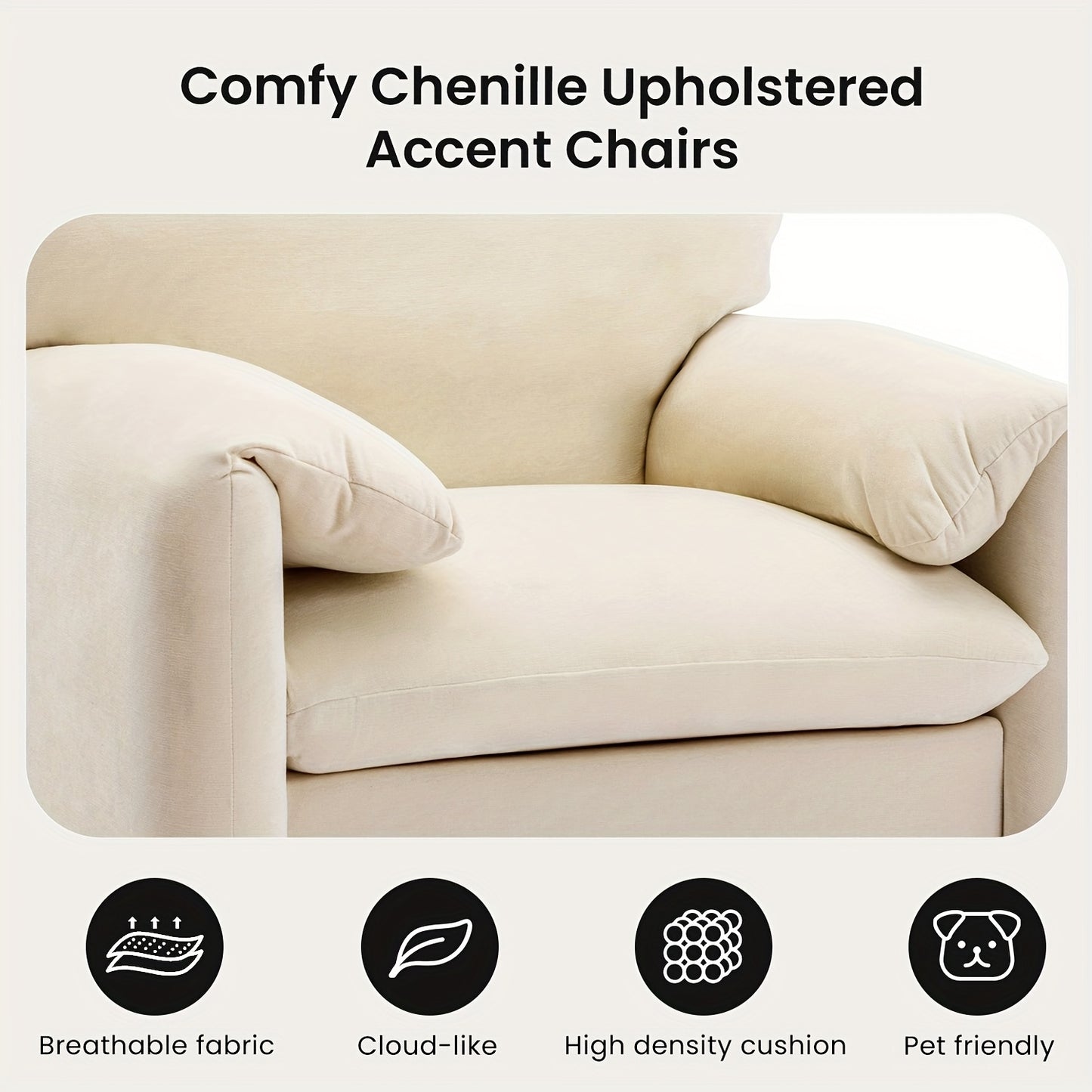 Modern Upholstered Armchair With Solid Leg - Modern Accent Chair & Leisure Single Sofa Chair For Living Room, Bedroom, Guest Room Or Balcony, White, Green, Grey
