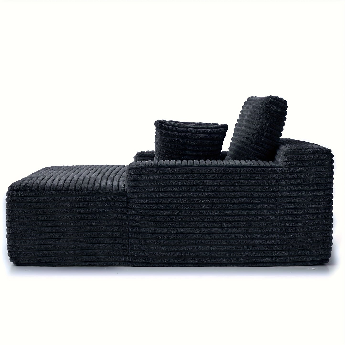67" Oversized Chaise Lounge Chair Sofa Bed with Corduroy Upholstery - No Assembly Required, Plush Cloud Sleeper with Throw Pillows, Deep Seat & Wide Armrests, High-Density Foam Base, 1000lb Weight Capacity, Modern Luxury Slee