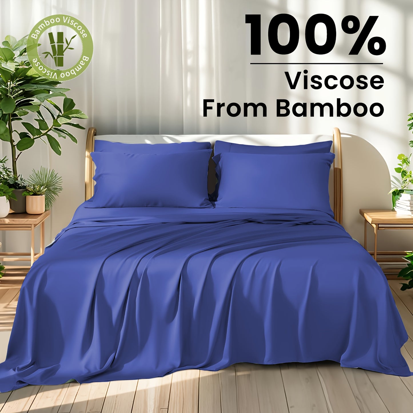 6pcs Bamboo Sheet Set - 100% Viscose Derived From Bamboo - Extra Deep Pocket Sheets Fits 18"-24" Thick Mattress - Cooling & Breathable Bed Sheets - Hotel-Quality Bedding Set