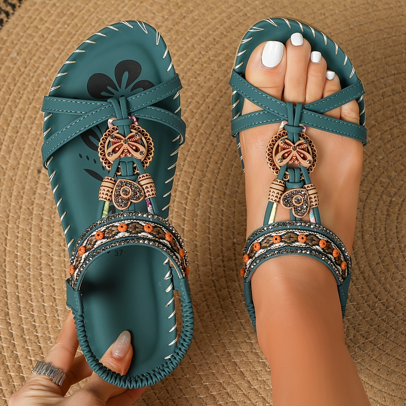 New Summer Bohemian Style Sandals, Women's Fashionable and Comfortable Versatile Outdoor Slippers, Beach Flip-Flops