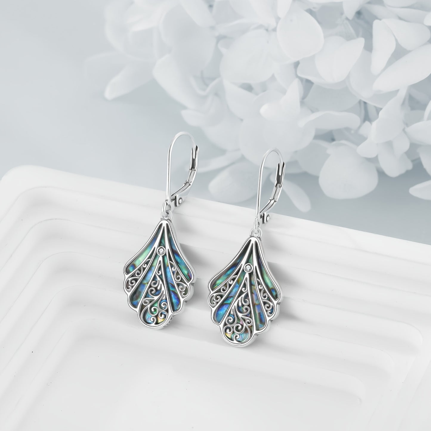 925 Sterling Silver Abalone Shell Dangle Drop Earrings For Women Filigree Bohemian Earrings Jewelry Gift
