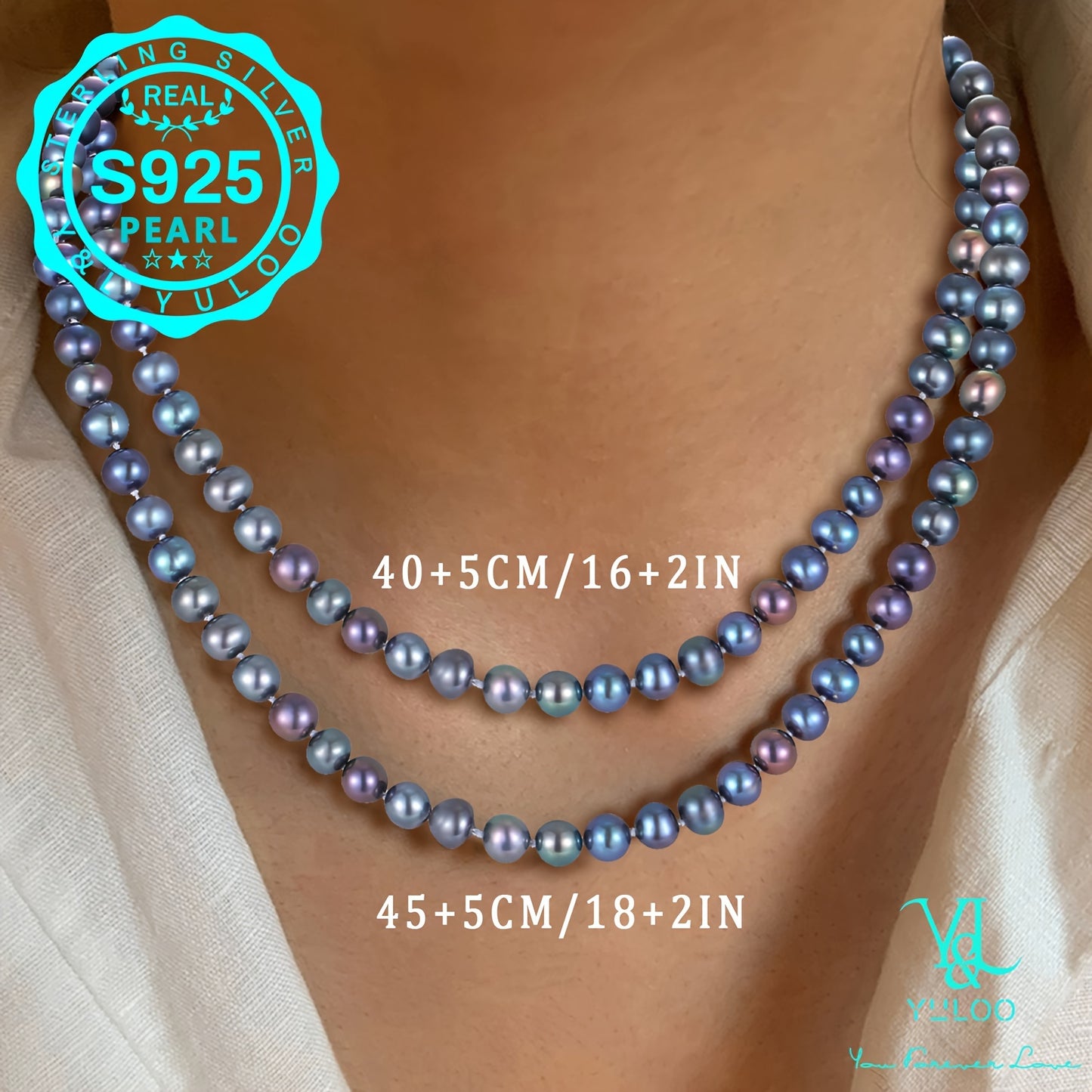 Round Black Seawater Pearls Choker Necklace 925 Silver 16+2inch/18+2inch. Gifts For Mom, Wife, Anniversary, Mother'S Day, Birthday, Christmas, Valentine'S Day
