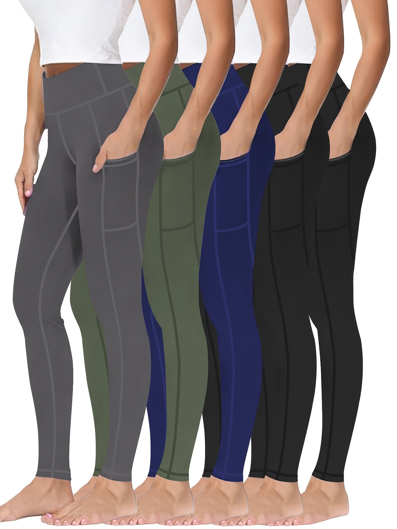 Five piece set of oversized sports leggings for women's 9-point yoga pants, fitness running compression pants