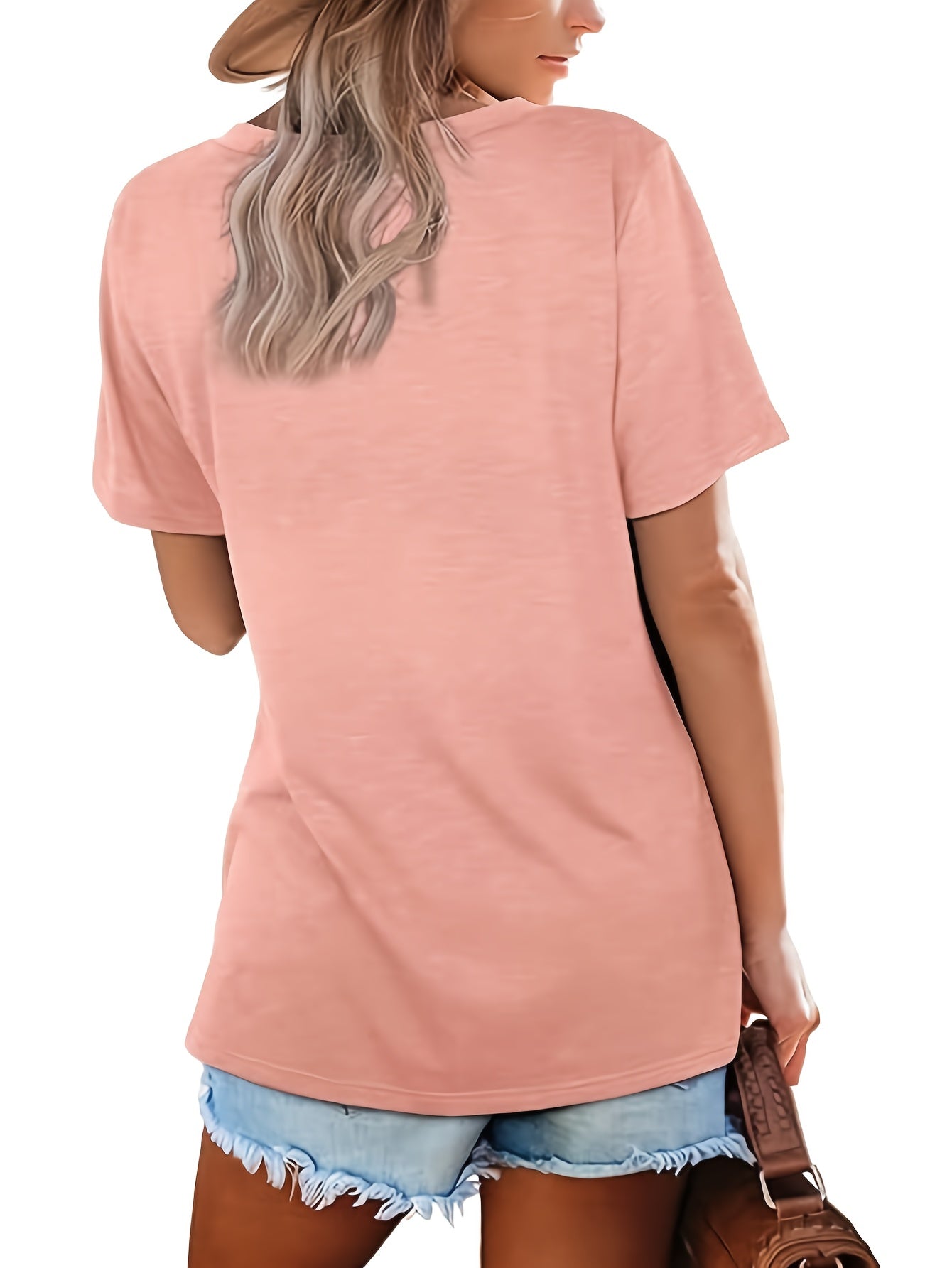[Soft T-Shirts] 3pcs Soft Breathable Women's Casual V-Neck T-Shirts | Relaxed Fit Short Sleeve Tops in Black/White/Grey, Machine Washable, Versatile Casual Attire, Allseason Apparel, Minimalist Fashion, Comfortable Clothing
