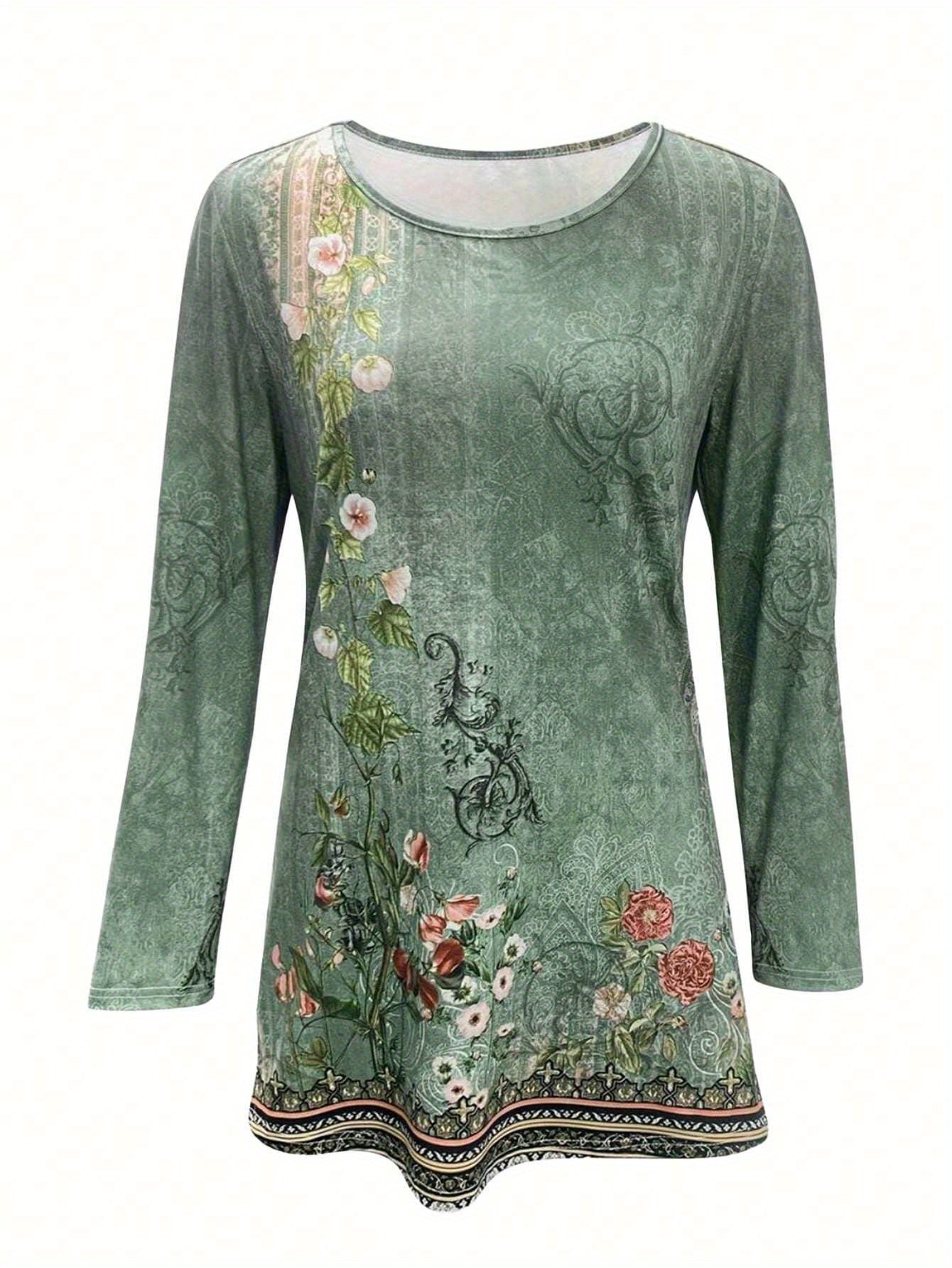 Women's Printed Long Sleeve Top & Pants Set - Casual Clothing