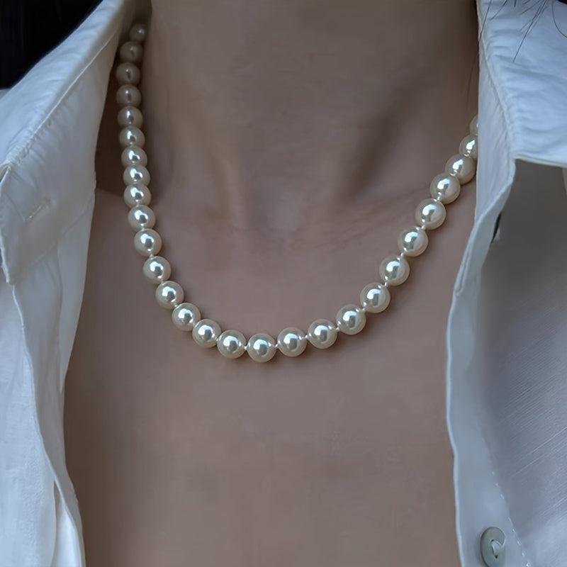 NEULRY 10mm Cred Luxury Jewelry for Women, Elegant Daily Wear & Party Accessories, Durable Zinc Alloy with Sparkling Pearls, Pearl Jewelry, Daily Wear Jewelry, Vintageinspired Jewelry, Zinc Alloy Jewelry