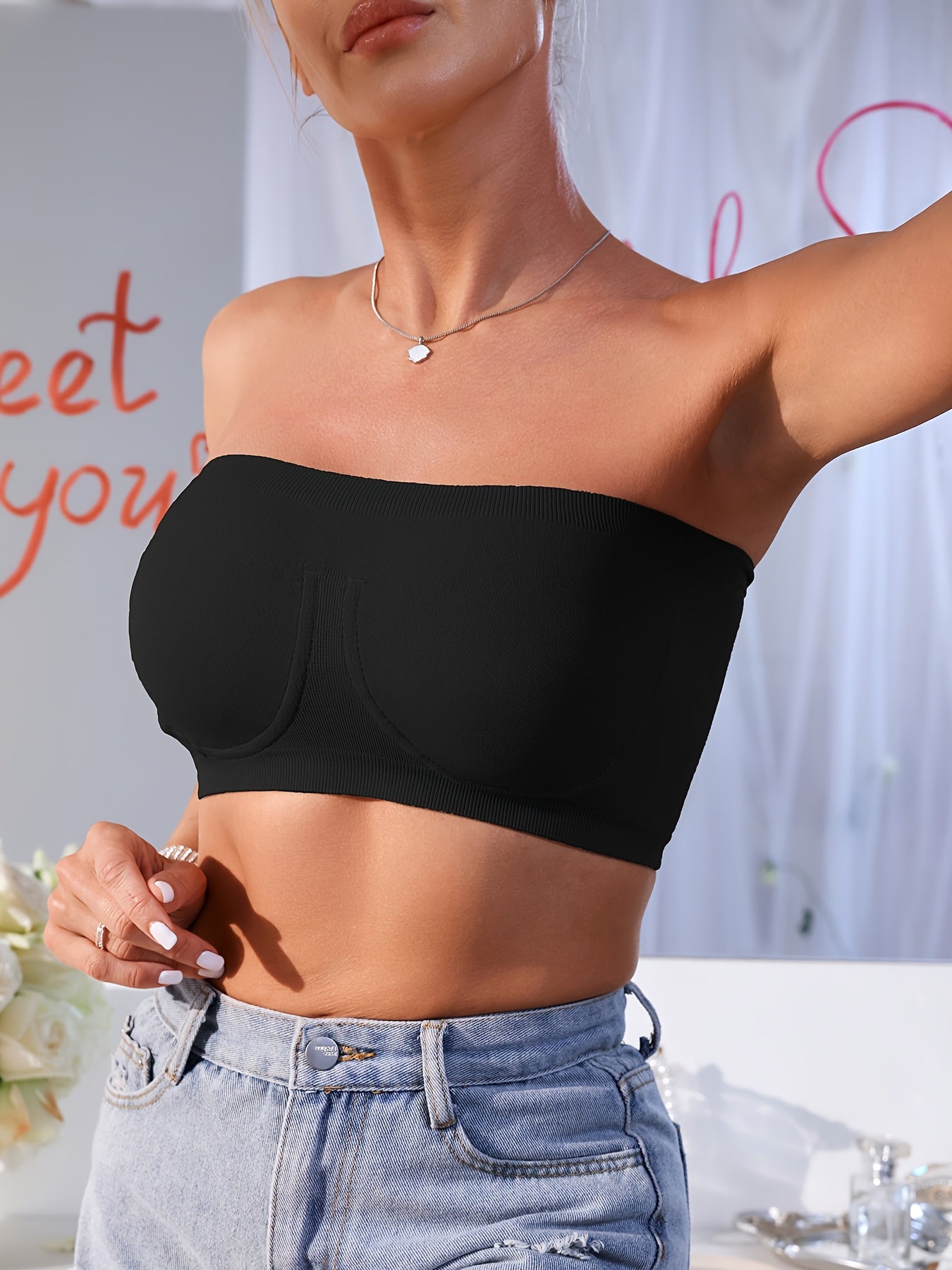 3pcs EssElegance Plus Size Strapless SeamlessBandeau Tube Bra -Wire-Free Non-Slip Design, High-Stretch & Breathable For Backless DressesDaily Comfort