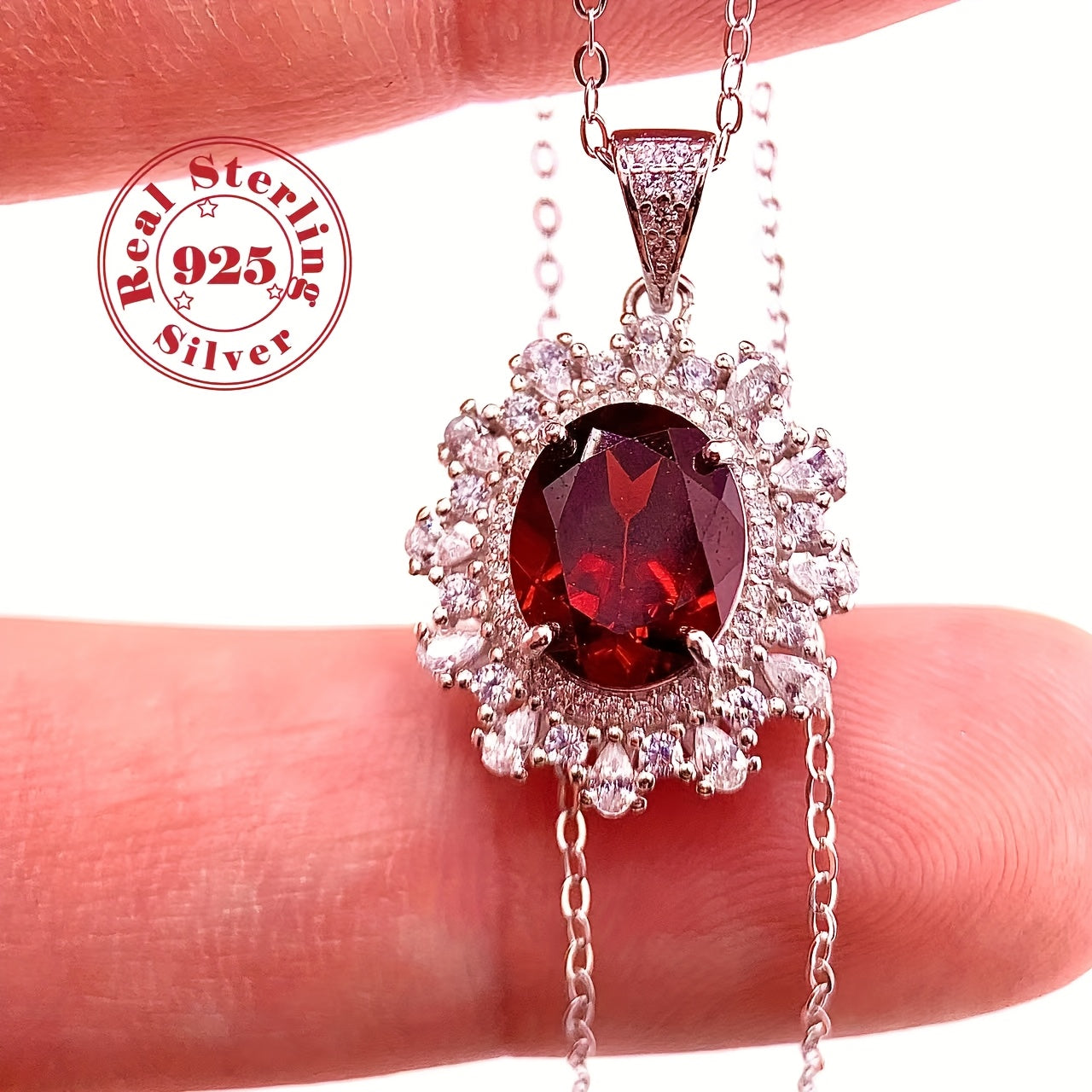 1pc of Natural Garnet Necklace Made of S925 Silver, a Birthstone Gift for Anniversaries And Valentine'S Day.
