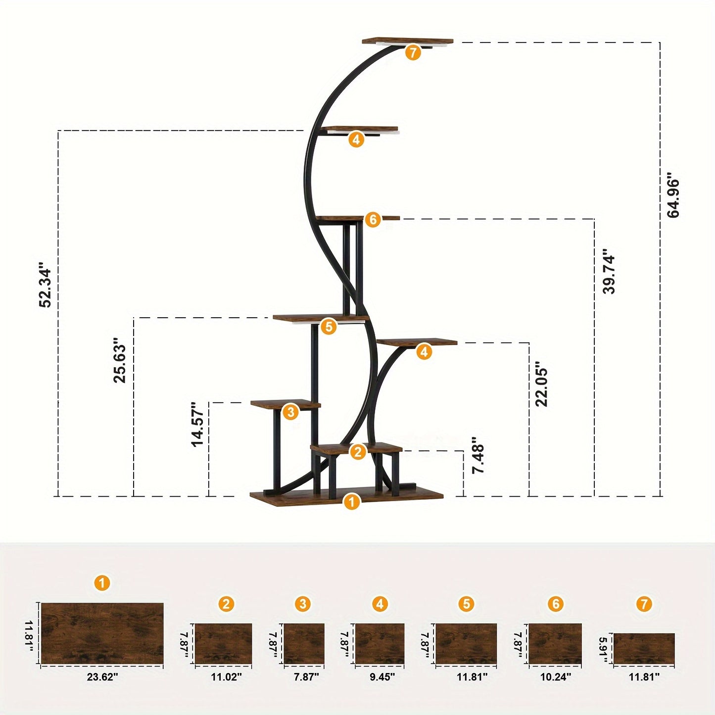 Plant Stand Indoor With Grow Light, 8 Tiered Metal Plant Shelf Indoor, 65'' Tall Plant Stands For Indoor Plants Multiple, Flower Stands For Indoor Plants Living Room, Patio, Balcony 1 Pack