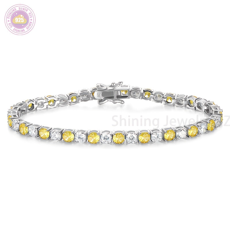 Handmade Luxury 925 Silver Inlaid Moissanite Women's Bracelet Designed By Designers, Perfect for Anniversary Gifts, Suitable for Various Occasions Such As Christmas Parties, Including Exquisite Jewelry Boxes, Silver Bracelet