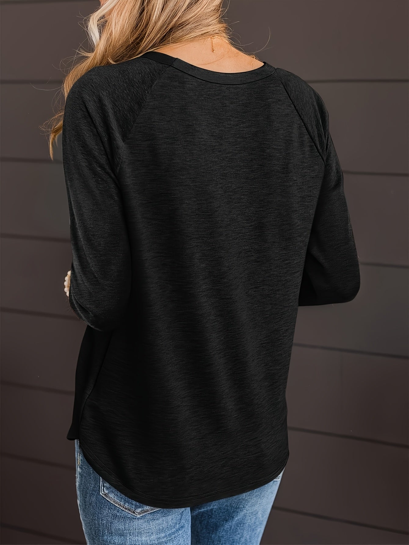 Three-piece Women'S 3/4 Long-sleeved Top, Fashionable Ladies' Casual Loose Shirt, V-neck T-shirt