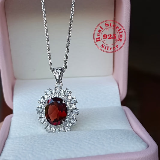 1pc of Natural Garnet Necklace Made of S925 Silver, a Birthstone Gift for Anniversaries And Valentine'S Day.
