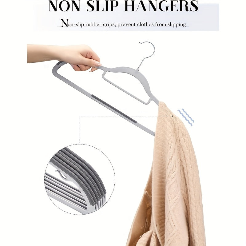 50 Pack Heavy-Duty Plastic Hangers with Non-Slip Grips, Durable Space-Saving Closet Organizers for Shirts, Pants, Dresses & Coats - Grey & Purple, Clothes Hangers, Garment Storage, Sleek Design, Longlasting Material, Busy Pro