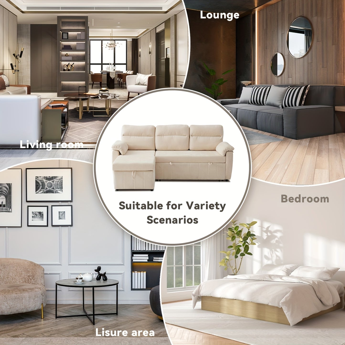 Chenille 84' Queen Sleeper Sofa Couch With Pullout Bed, Cloud Sofa Bed Couch With Chaise, Convertible Sofa Bed, Built-in Large Hidden Storage Space, Pull Out Sofa For Living Room, Small Spaces
