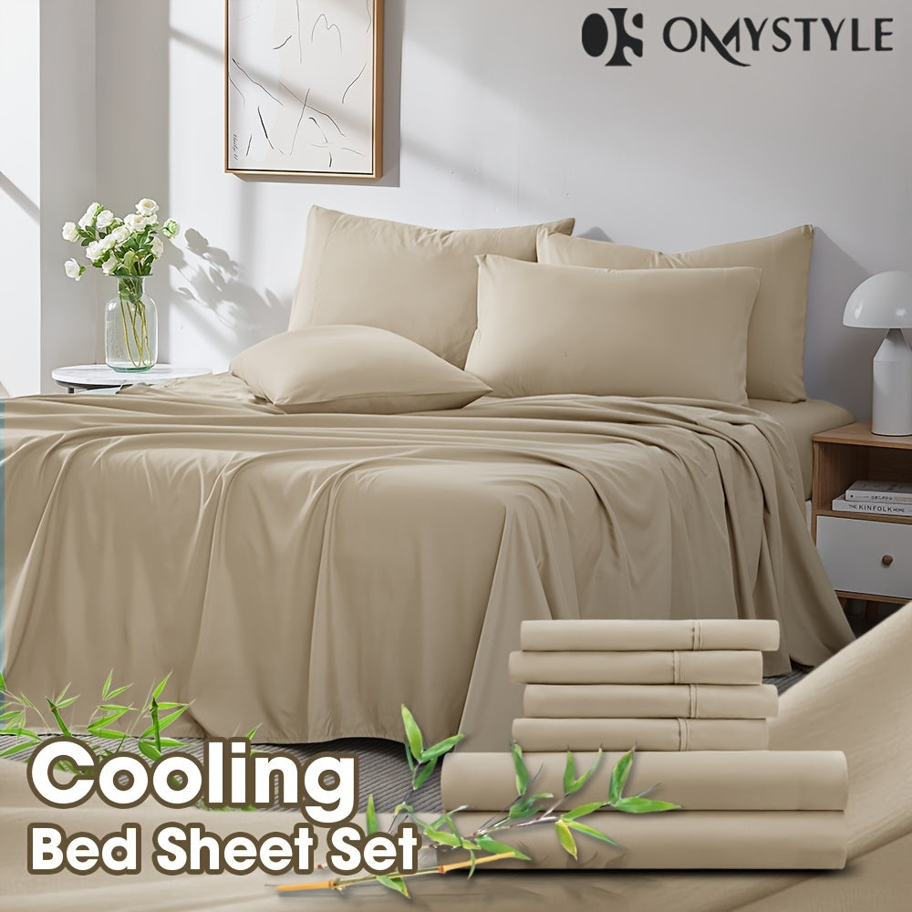 2000TC Summer Cooling Lavender Bed Sheets Set, Bamboo Bedding Set, Ultra-Soft And Breathable for Summer Comfort - Includes Flat Sheet, Fitted Sheet And 2 Pillowcases, Hot Weather Sleep, Minimalist Bedset, High Thread Count Sh