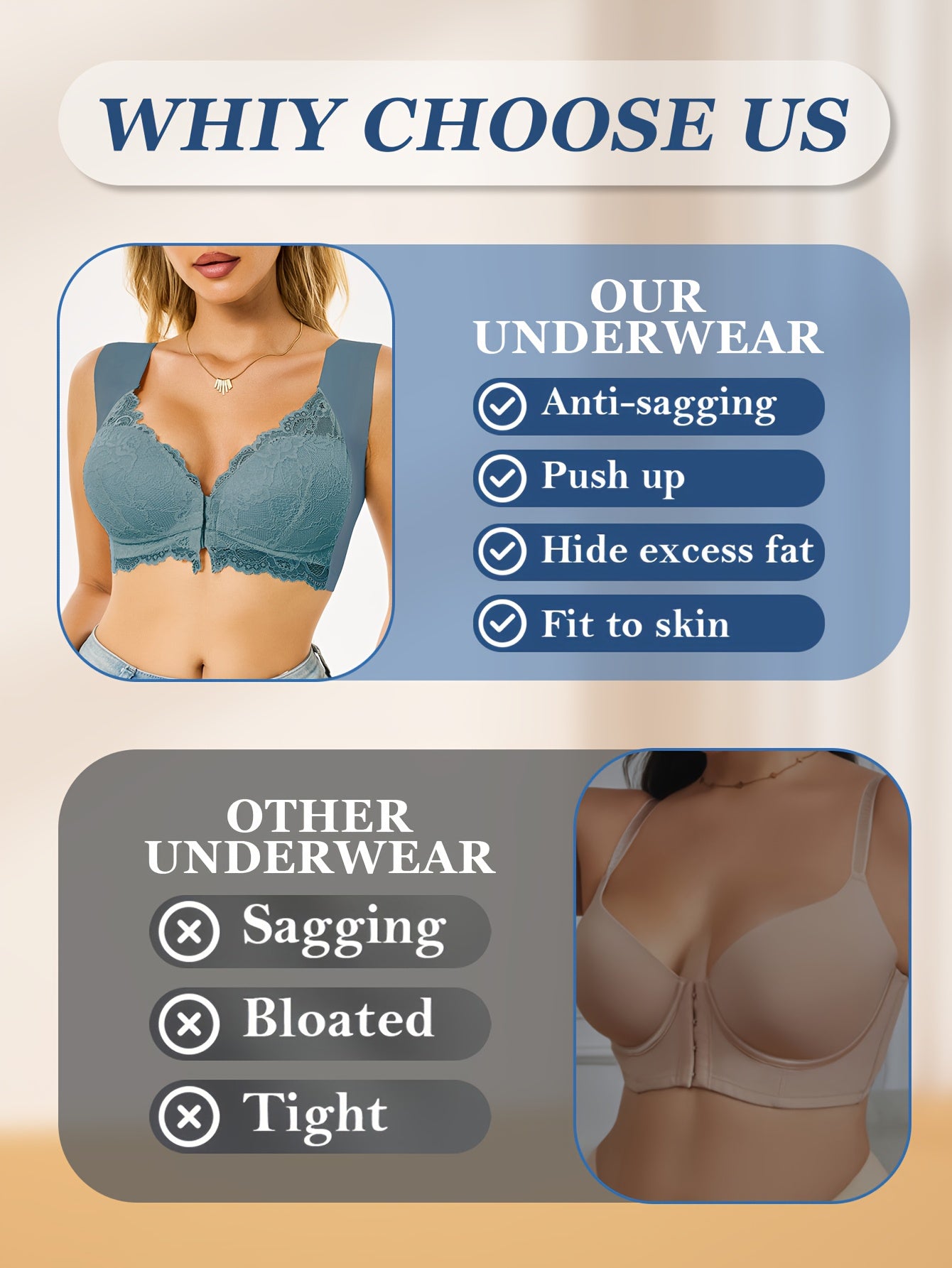 [CELILIN Push-Up Lace Bra Set] 6pcs CELILIN Women's Push-Up Lace Bra Set - Front Open, No Underwire, High Support, Adjustable Elegant Design, Solid Color, Comfortable Undergarment|Elegant Lingerie Set|Adjustable Support