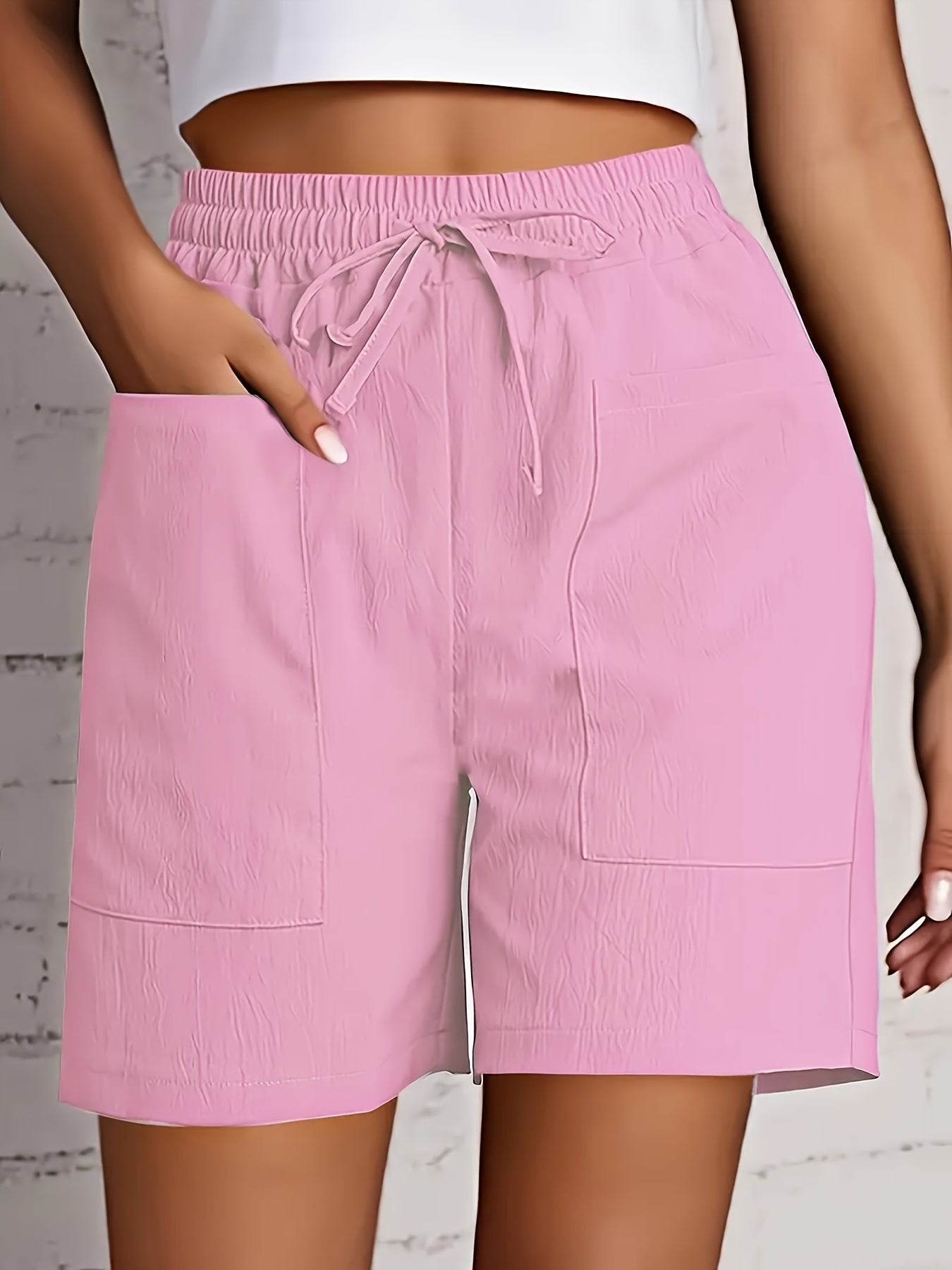 [3pcs Stretchy Shorts] 3pcs High-Waisted Stretchy Women's Athletic Shorts | Solid Color, Pockets, Perfect for Summer Activities | Functional Fashion, Glossy Fabric