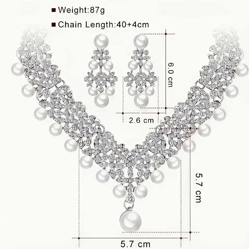 925 Silver Freshwater Freshwater Pearls Necklace And Earrings Two Piece Women's Set, French Luxury, Valentine's Day, Mother's Day, Christmas, Halloween, Birthday Gifts, Graduation Ceremony, Concerts, Gifts for Girlfriends, Mo