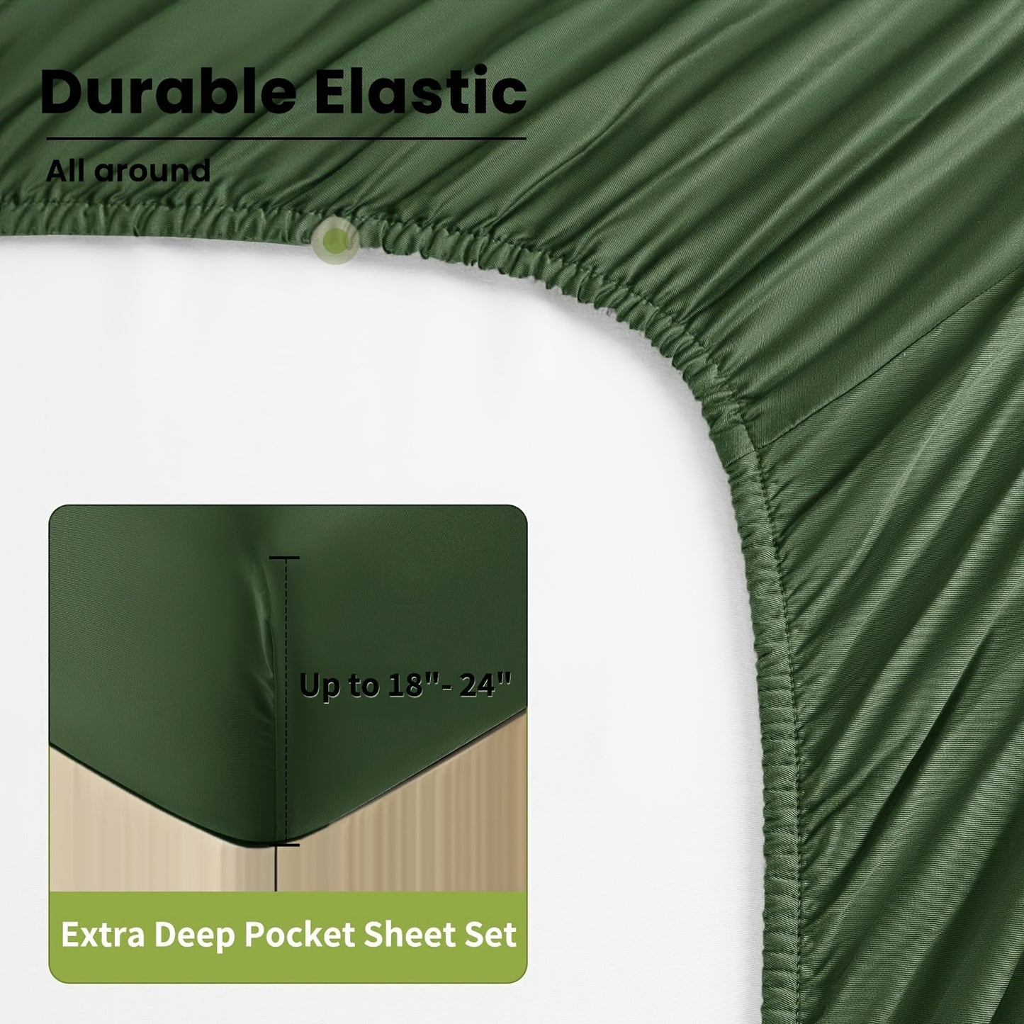 6pcs Bamboo Sheet Set - 100% Viscose Derived From Bamboo - Extra Deep Pocket Sheets Fits 18"-24" Thick Mattress - Cooling & Breathable Bed Sheets - Hotel-Quality Bedding Set