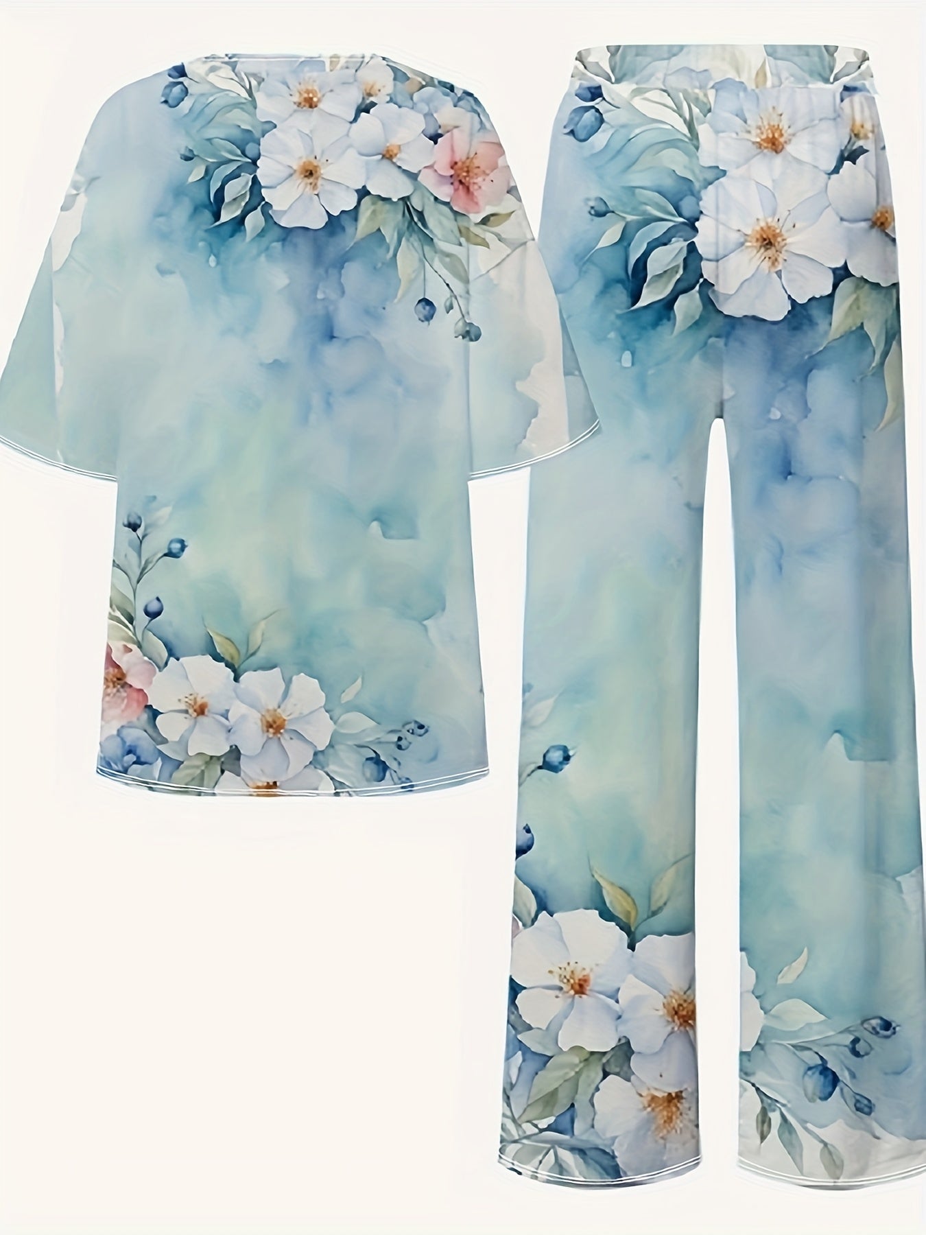 Casual Suit Hot Style Suit Blue Flower
